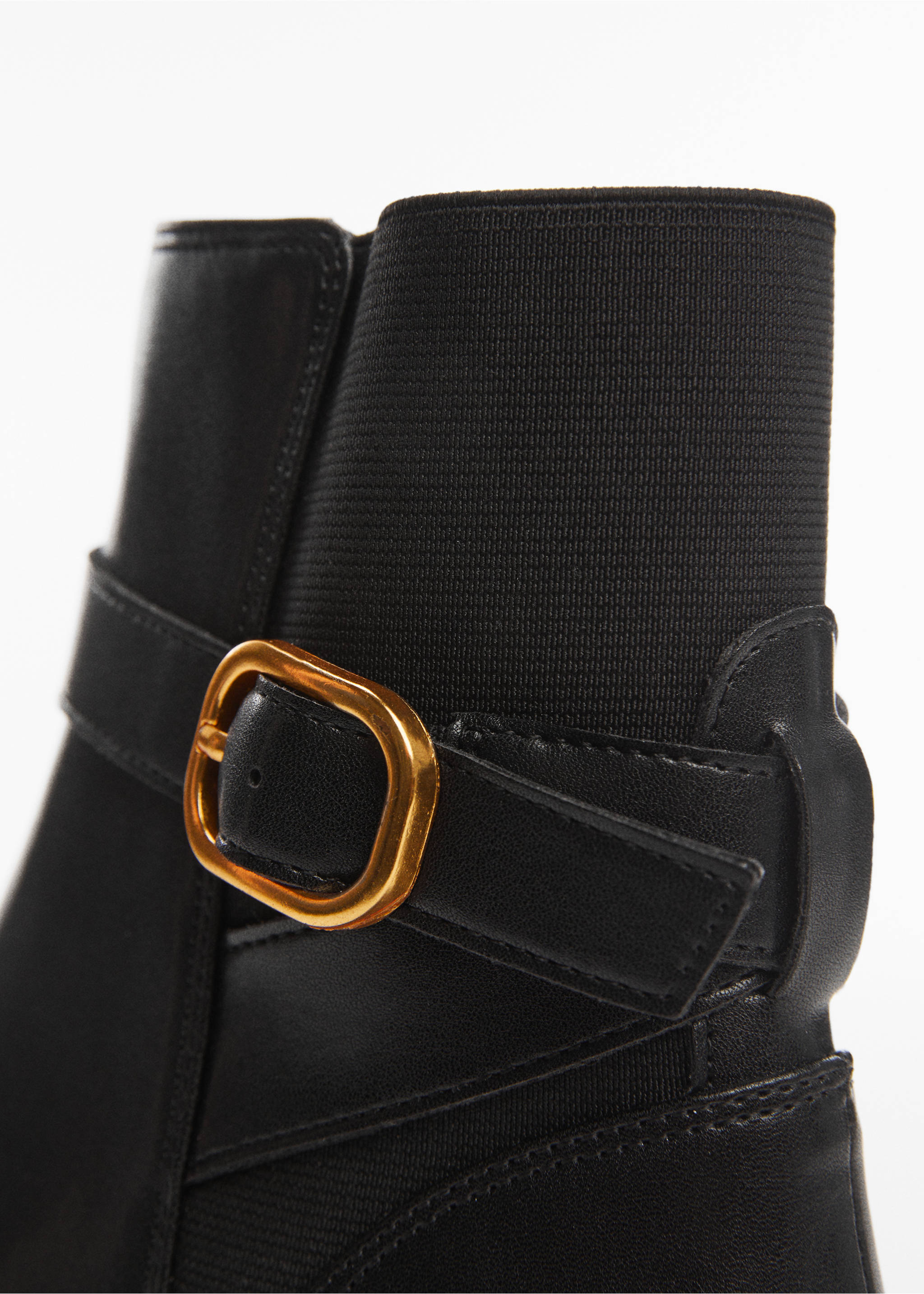 Ankle boots with elastic panel and buckle - Details of the article 2, Black. Ref: 57065971-00.