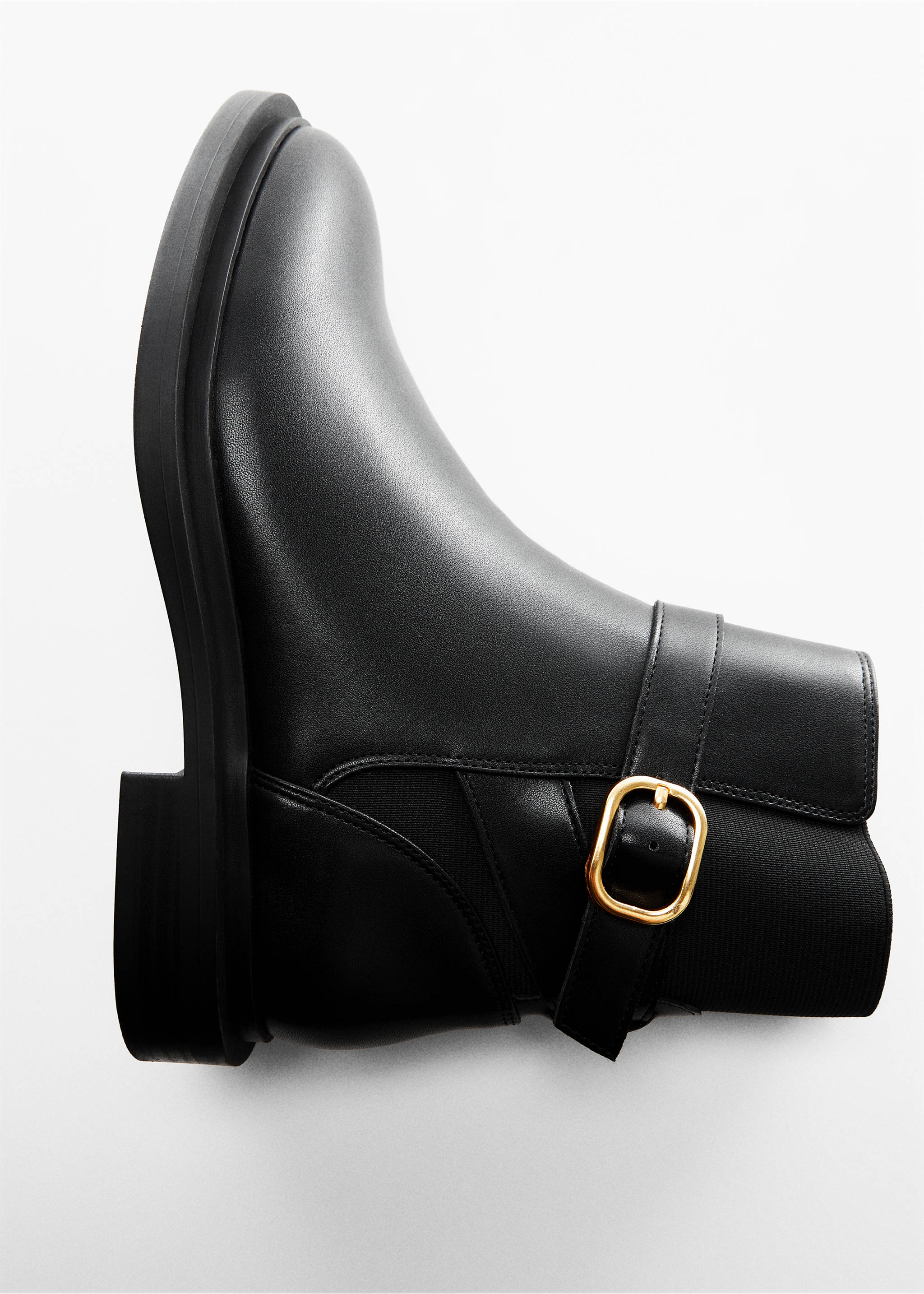 Ankle boots with elastic panel and buckle - Details of the article 5, Black. Ref: 57065971-00.