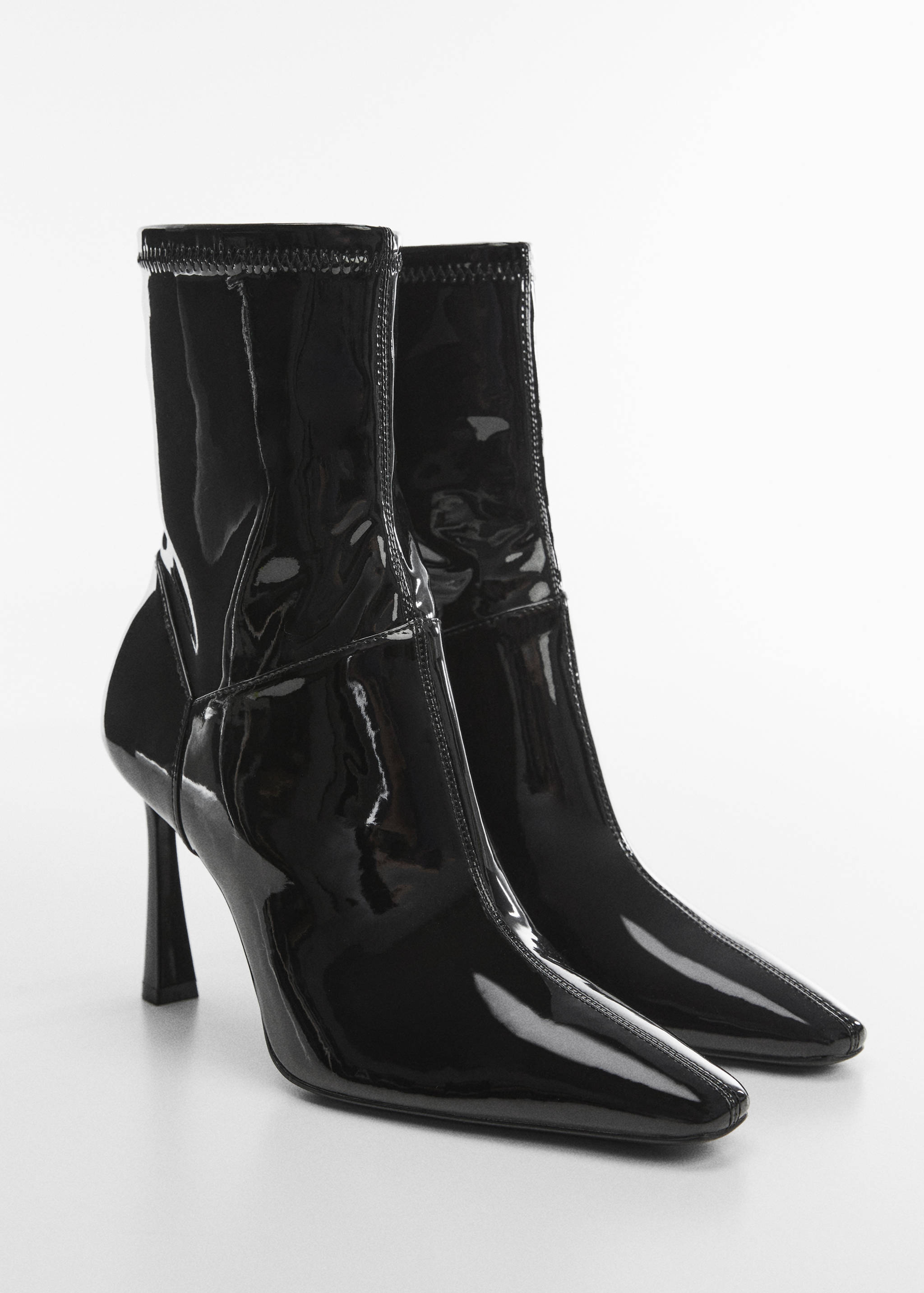 Patent leather-effect heeled ankle boots - Medium plane