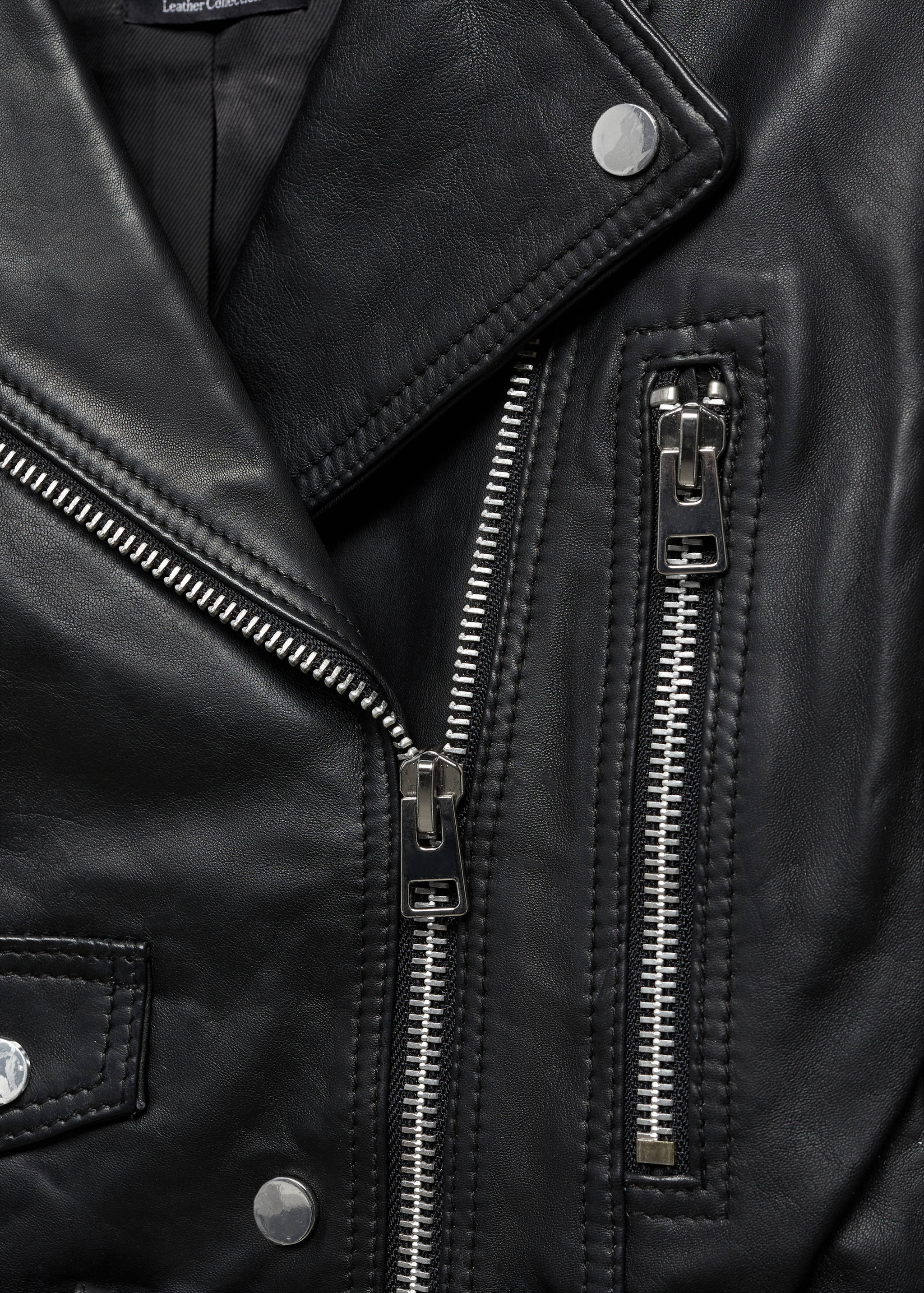Zipper leather biker jacket - Details of the article 8