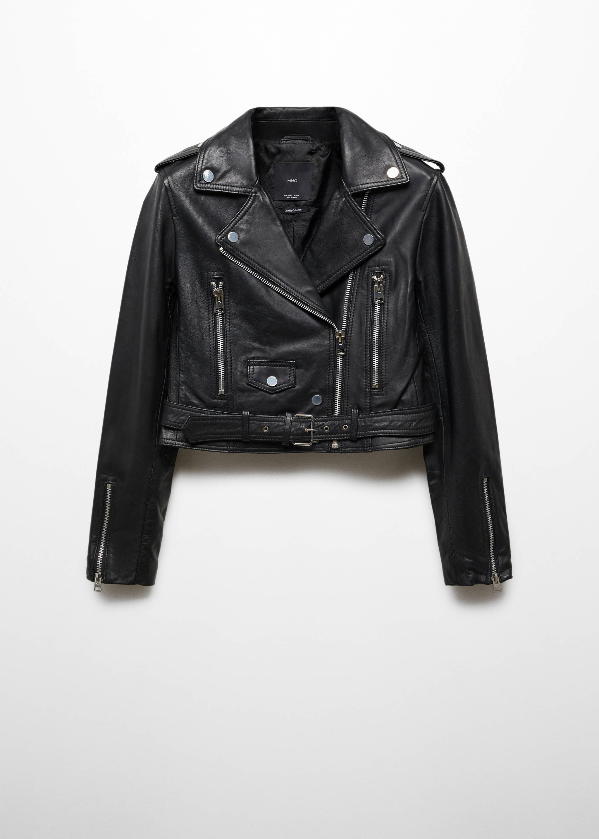 Zipper leather biker jacket - Article without model