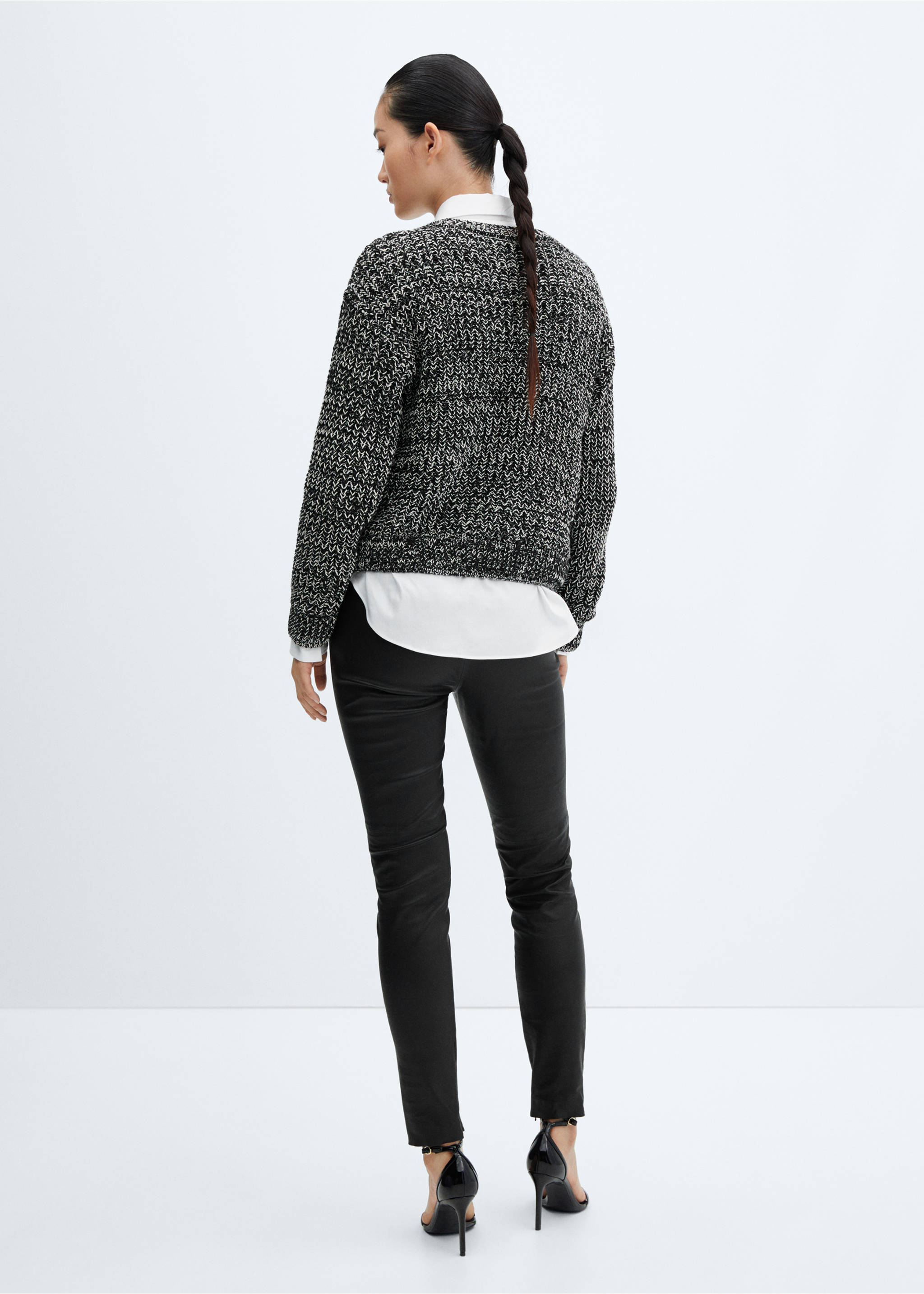 Leather leggings with zip - Reverse of the article, Black. Ref: 57065985-00.