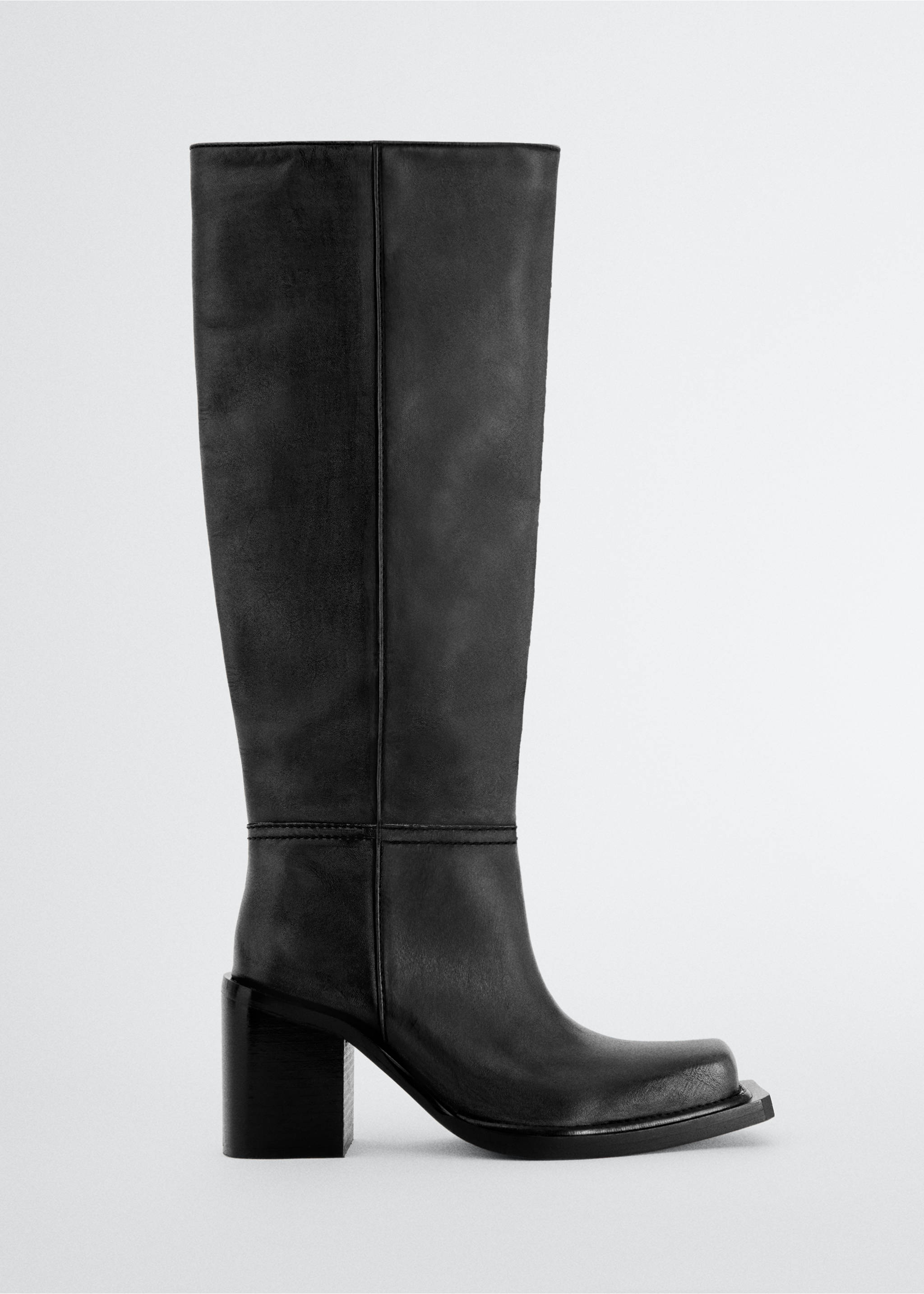 Lederstiefel mit hohem Schaft - Artikel ohne Model, Schwarz. Ref: 57066011-00.