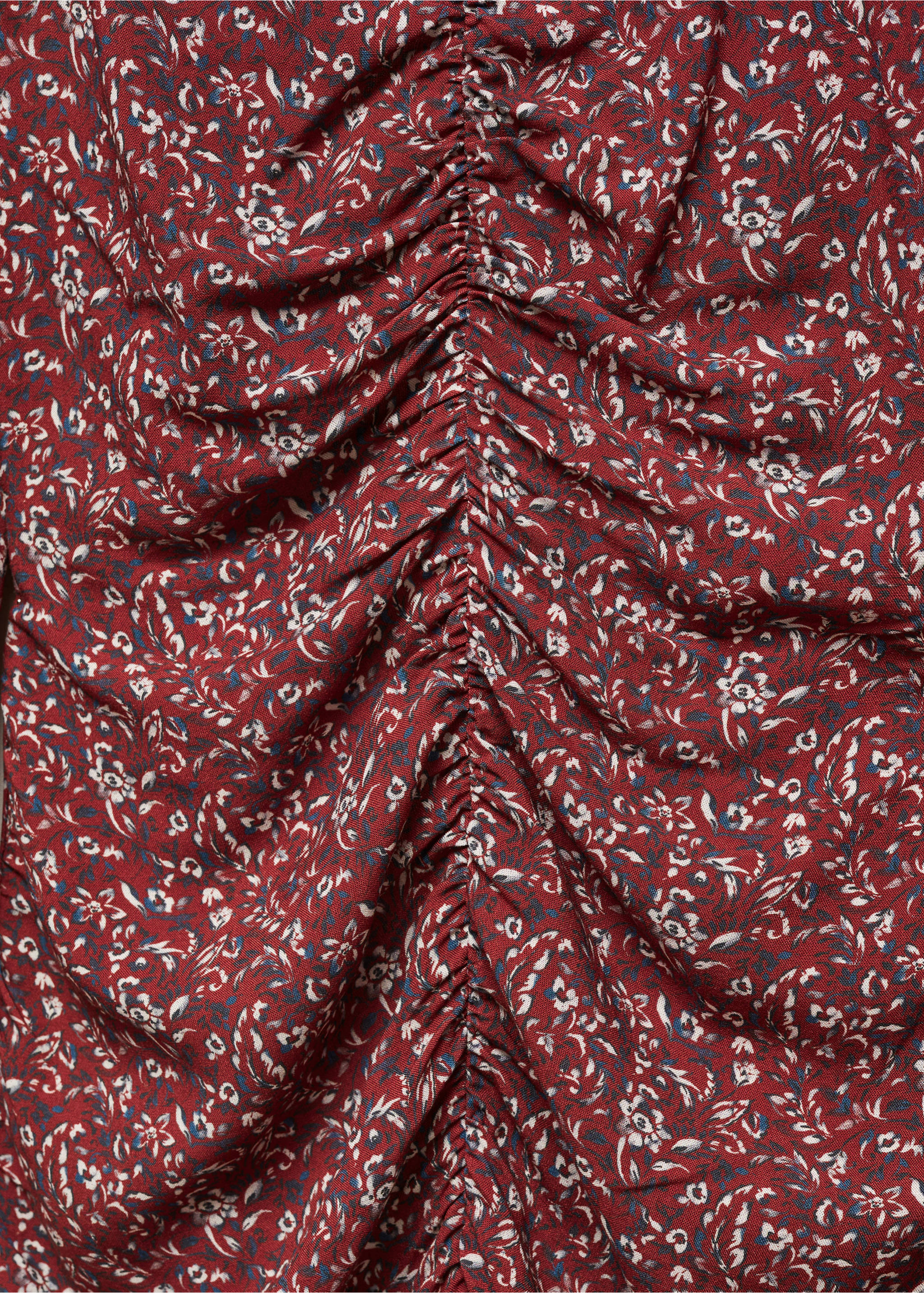 Ruched detail flower dress - Details of the article 8, Maroon. Ref: 57066020-00.