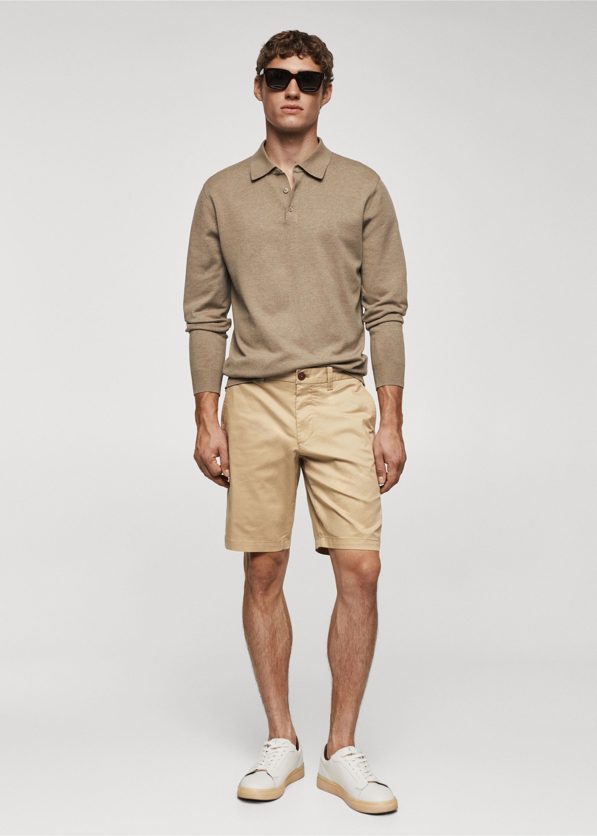 Slim-fit chino cotton bermuda shorts - General plane