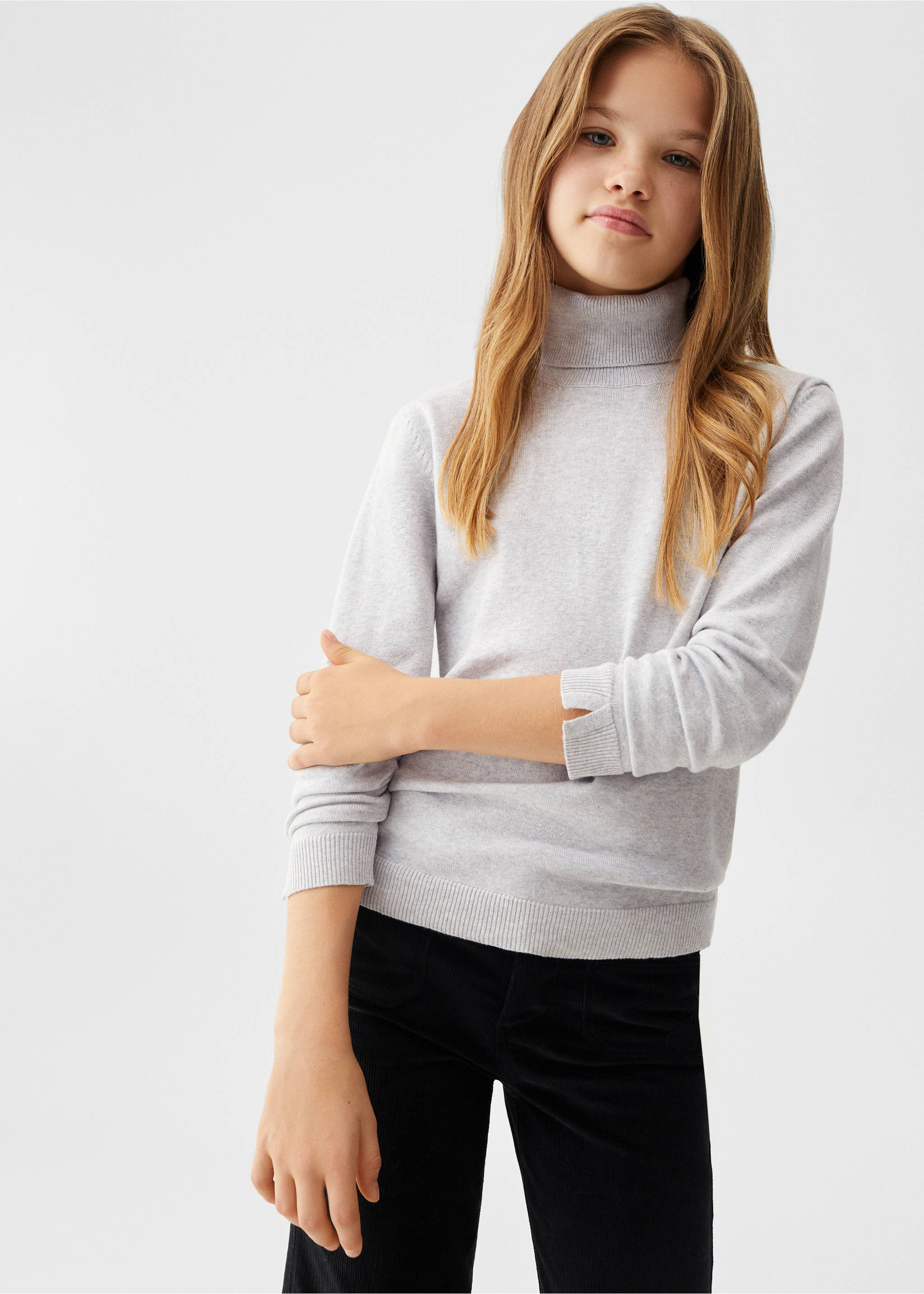 Cable-knit turtleneck sweater - Medium plane, Light Heather Grey. Ref: 57066310-00.