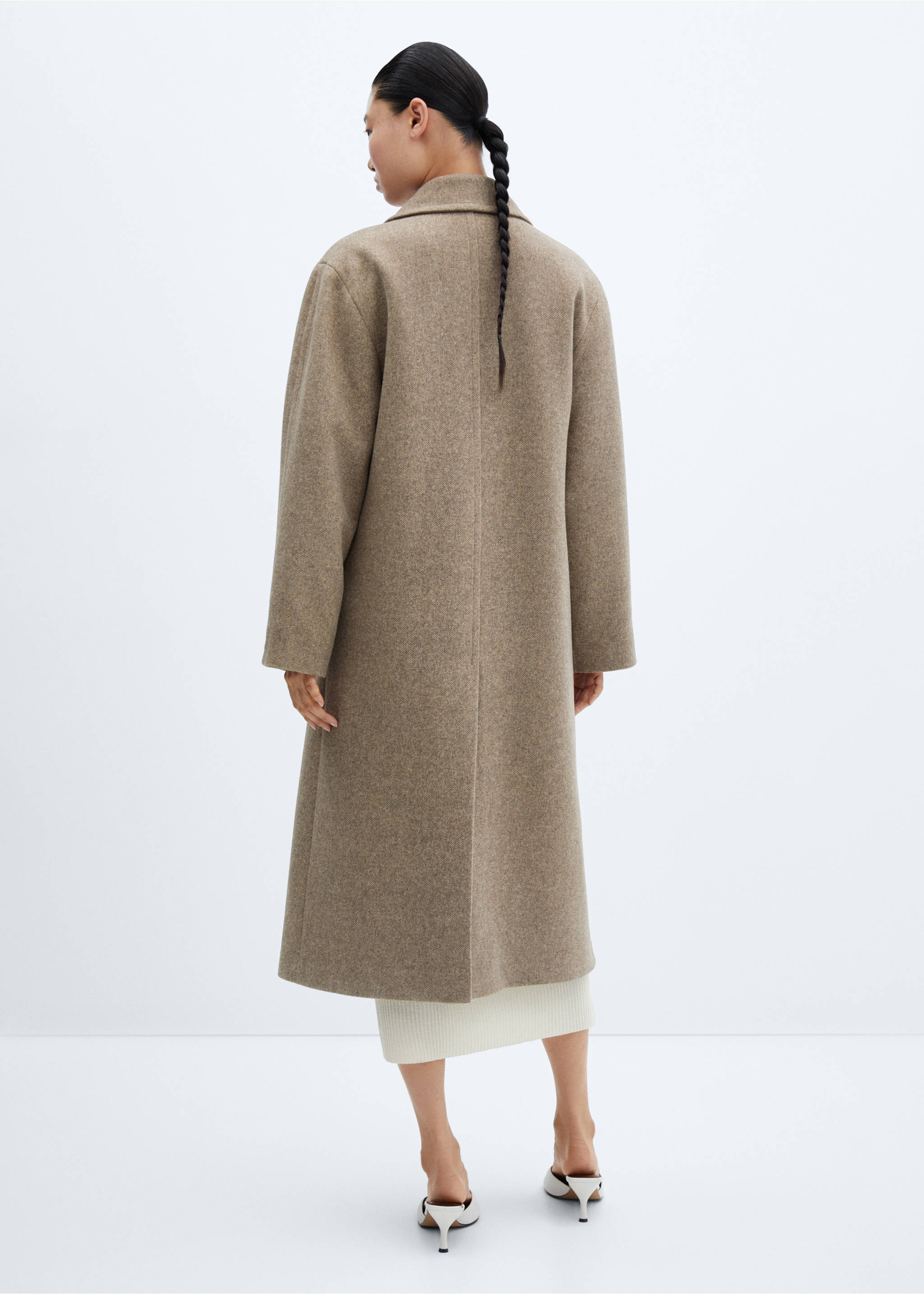 Oversize wool coat - Reverse of the article, Medium Brown. Ref: 57066711-00.