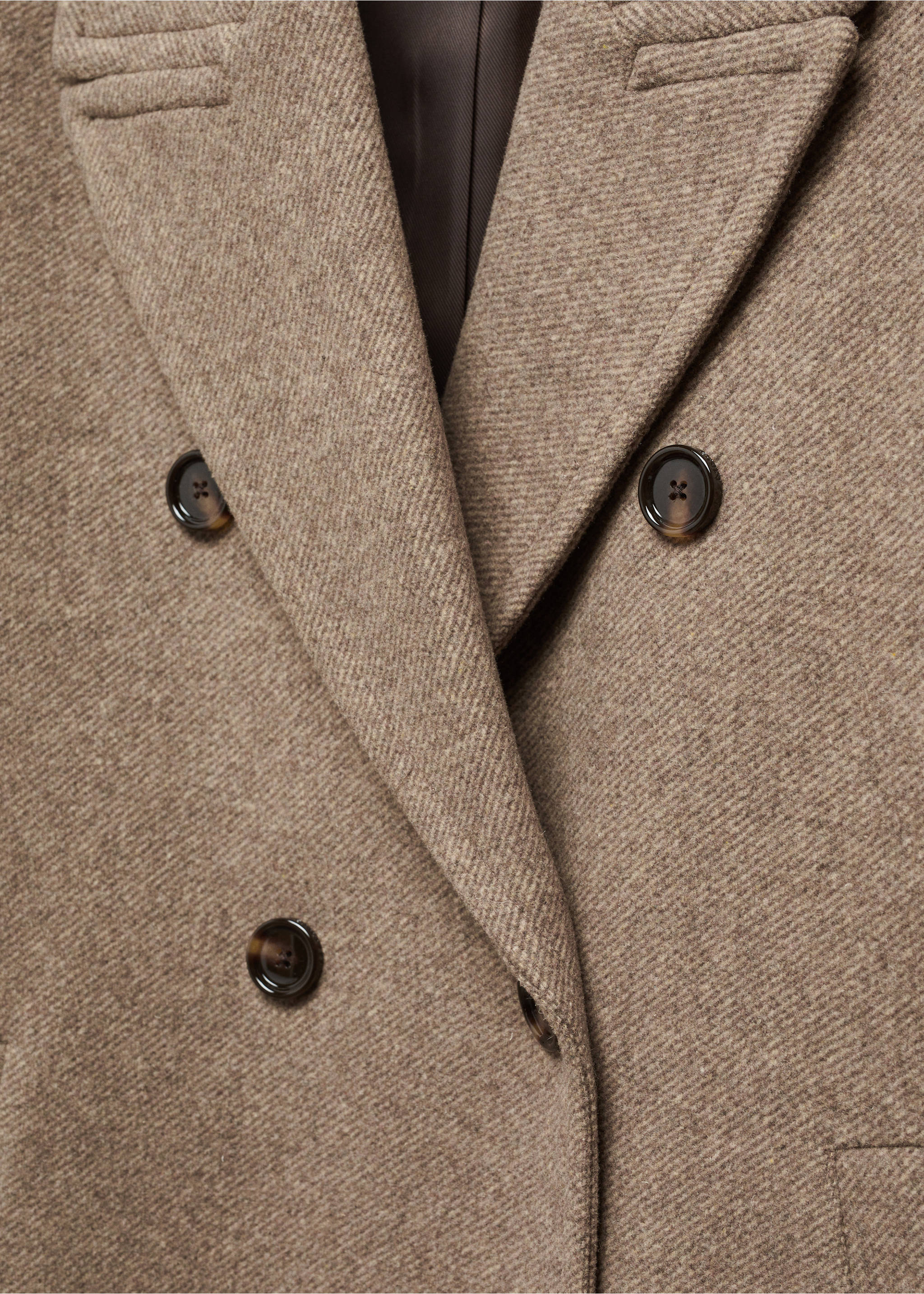 Oversize wool coat - Details of the article 8, Medium Brown. Ref: 57066711-00.