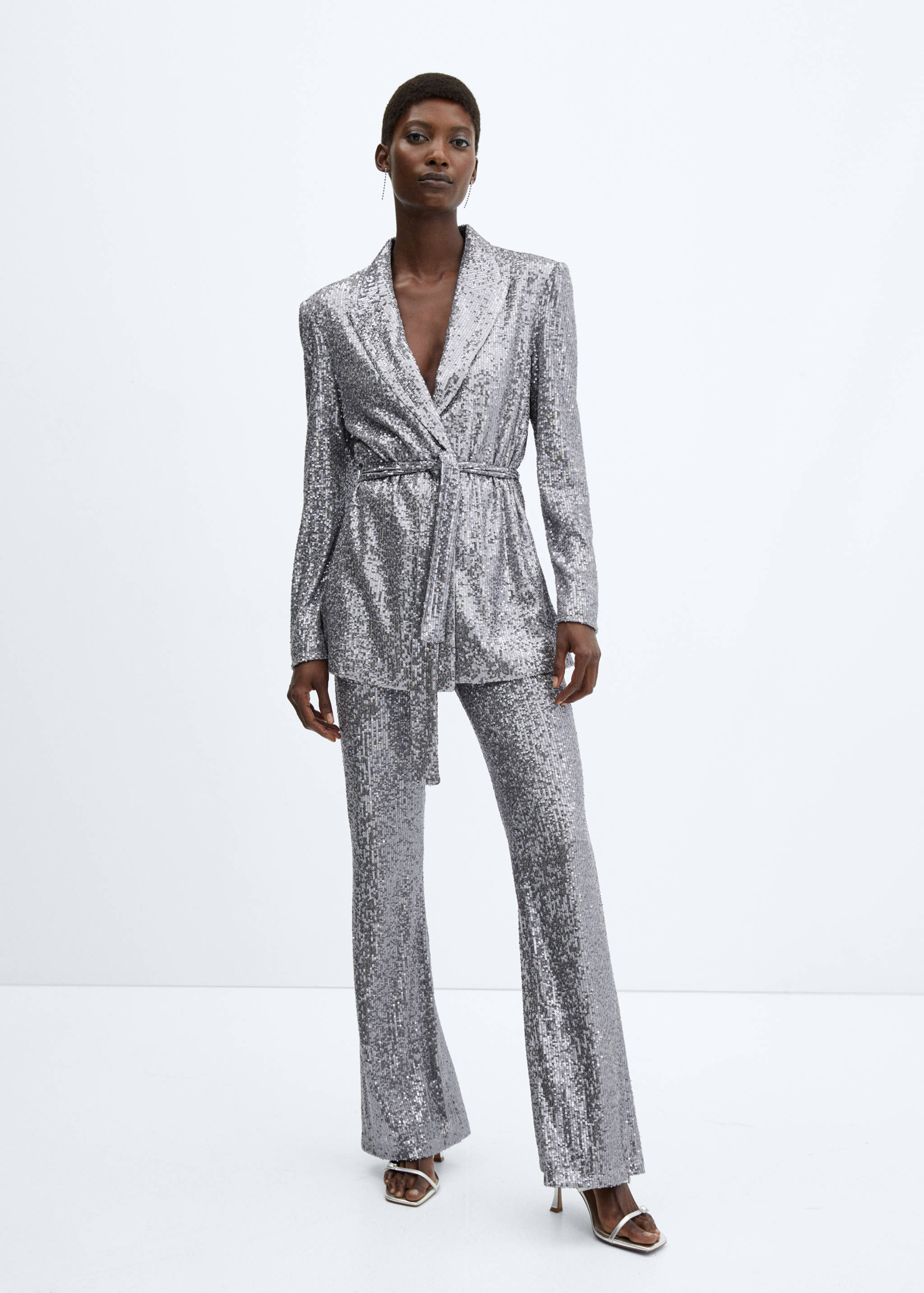 Veste paillettes ceinture amovible - Plan général