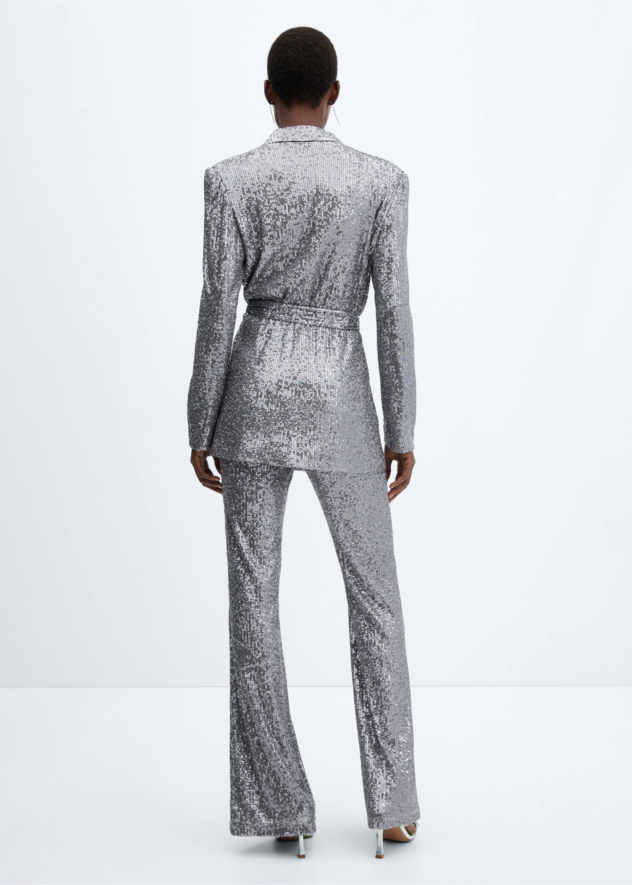 Sequin jacket with detachable belt - Reverse of the article, Grey. Ref: 57066713-00.