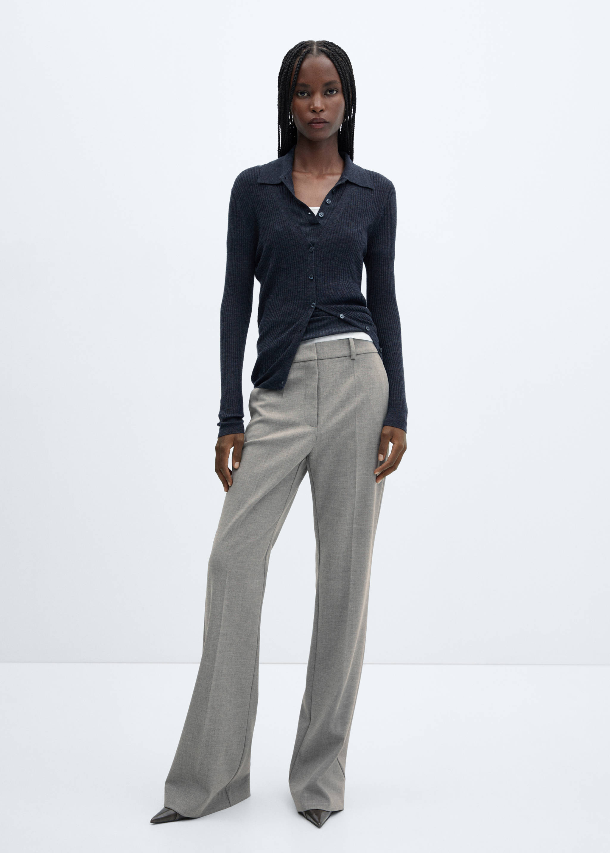 Wide leg marbled trousers - General plane