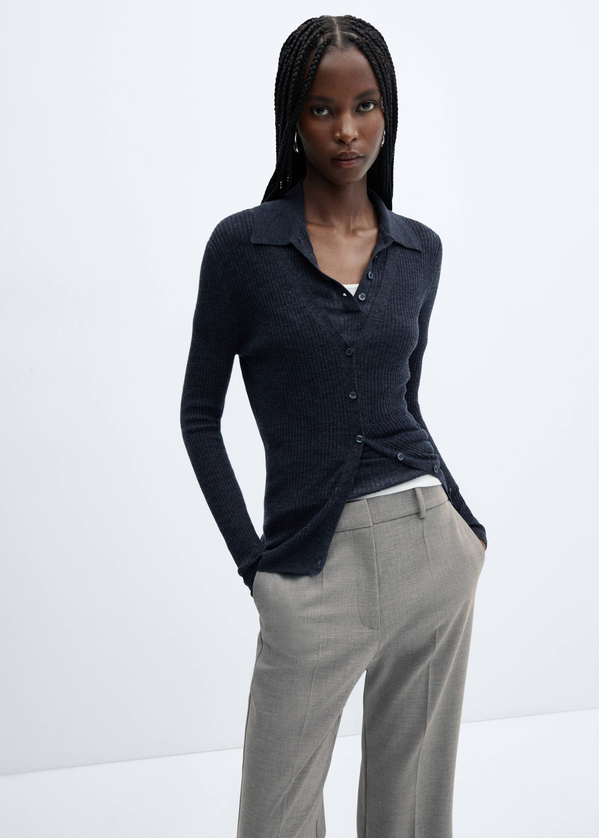 Wide leg marbled trousers - Details of the article 1