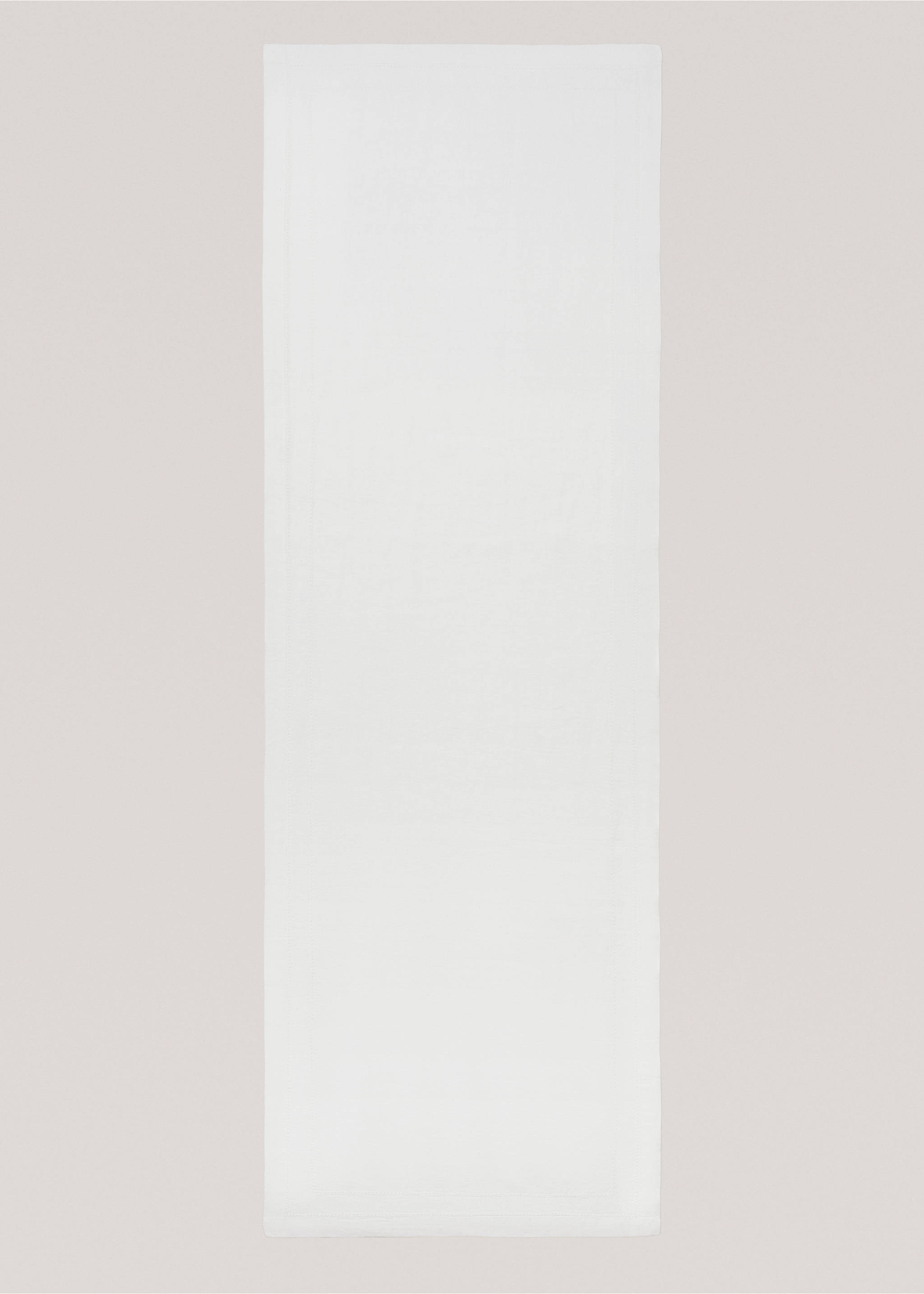 100% linen table runner with seam detail - Details of the article 1, Off White. Ref: 57066718-00.