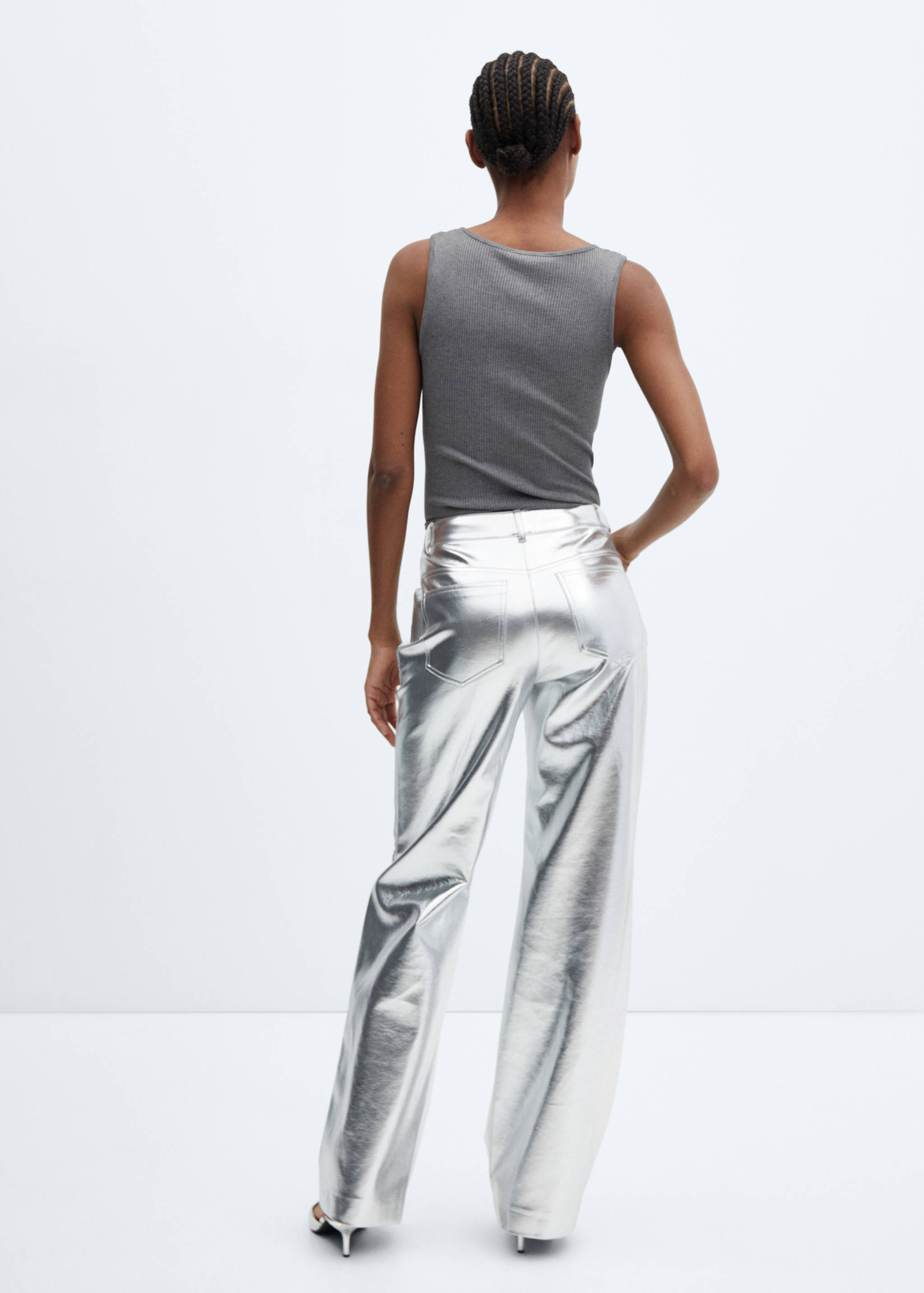 Metallic faux-leather trousers - Reverse of the article