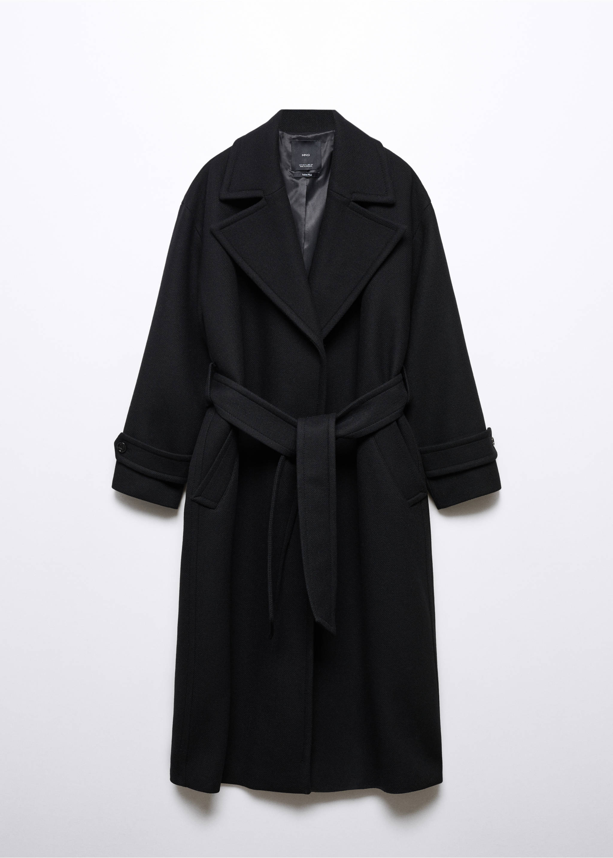 Manteco wool coat with oversized lapels - Article without model, Black. Ref: 57066727-00.