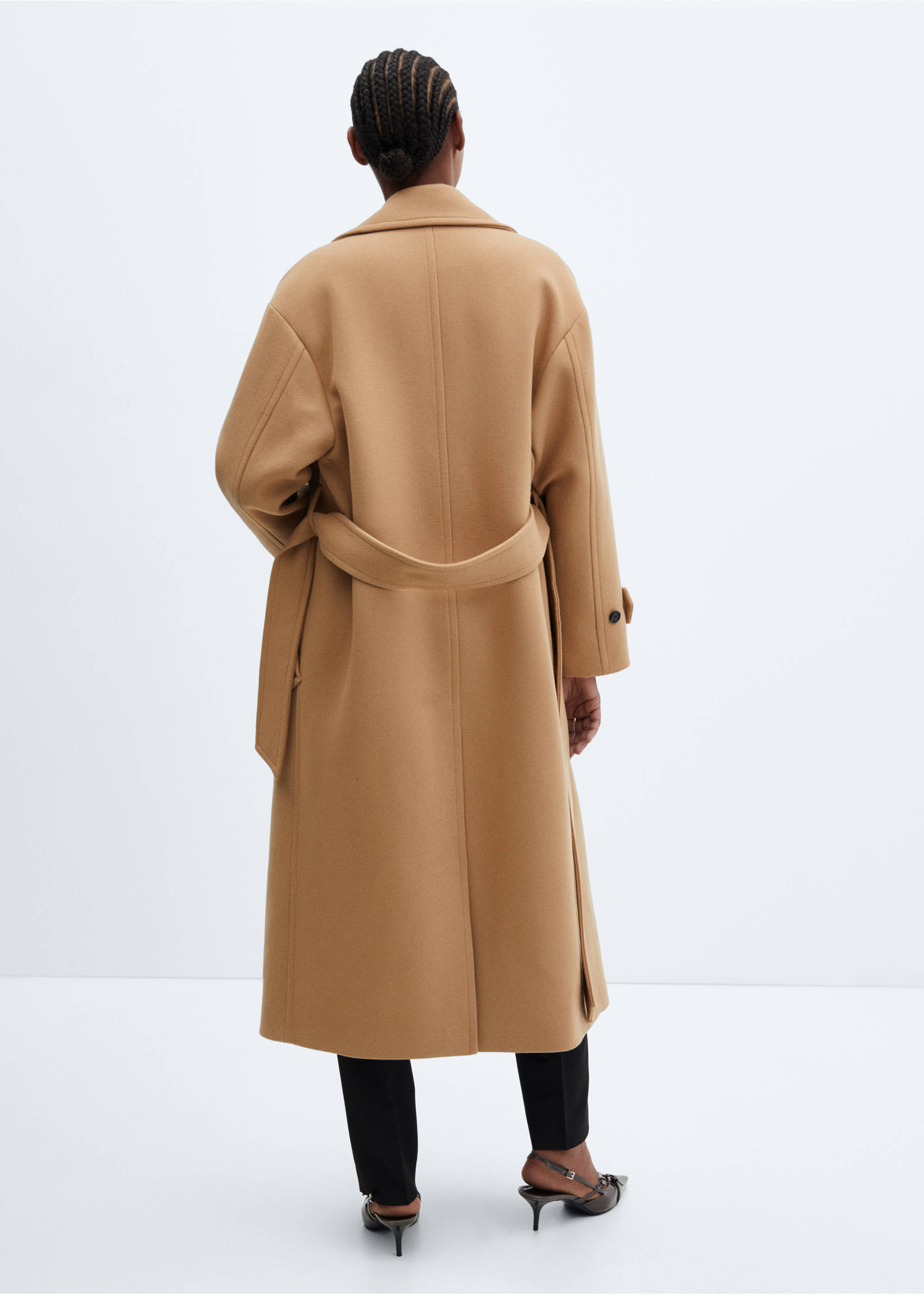 Manteco wool coat with oversized lapels - Reverse of the article, Medium Brown. Ref: 57066728-00.