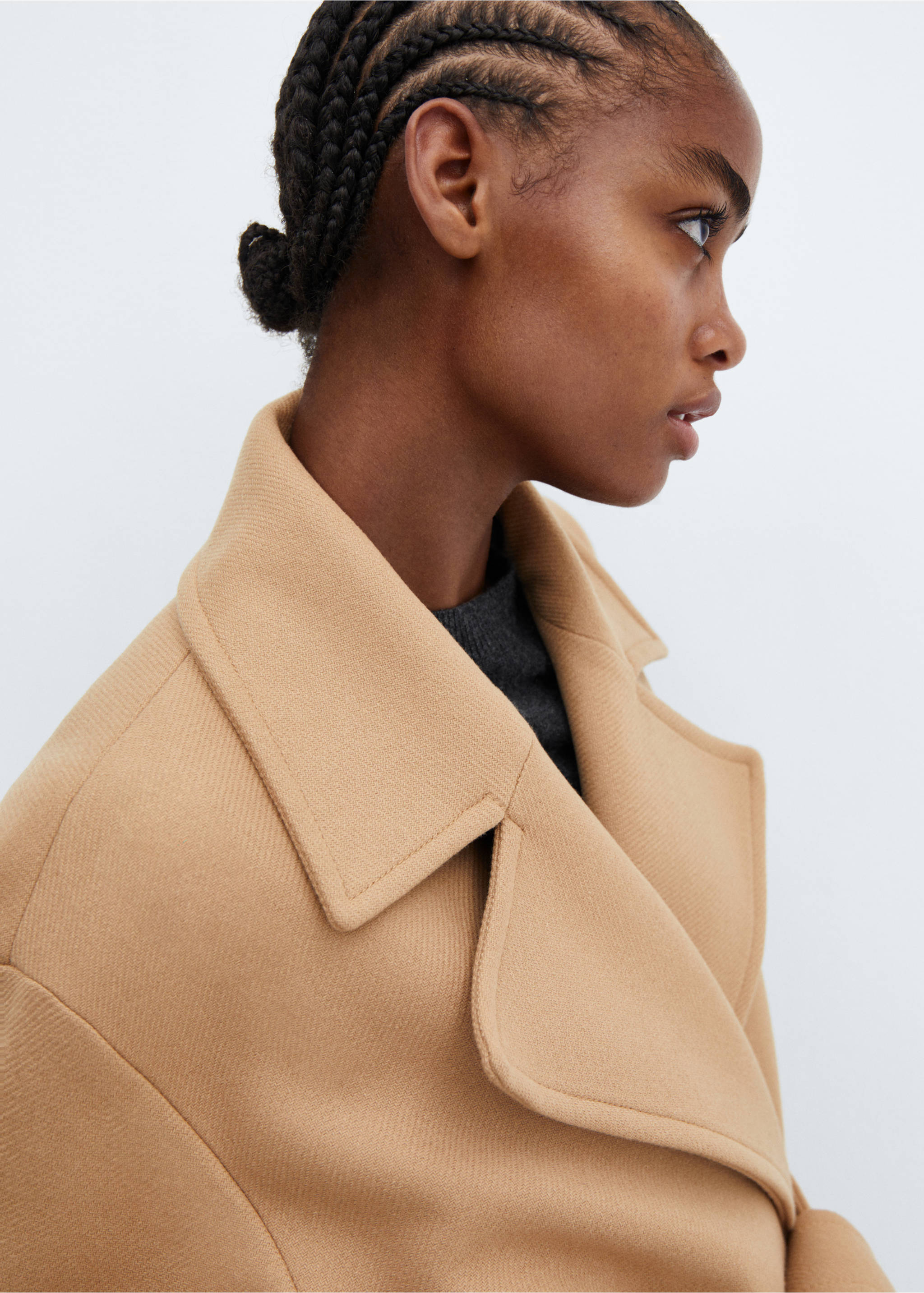 Manteco wool coat with oversized lapels - Details of the article 1, Medium Brown. Ref: 57066728-00.