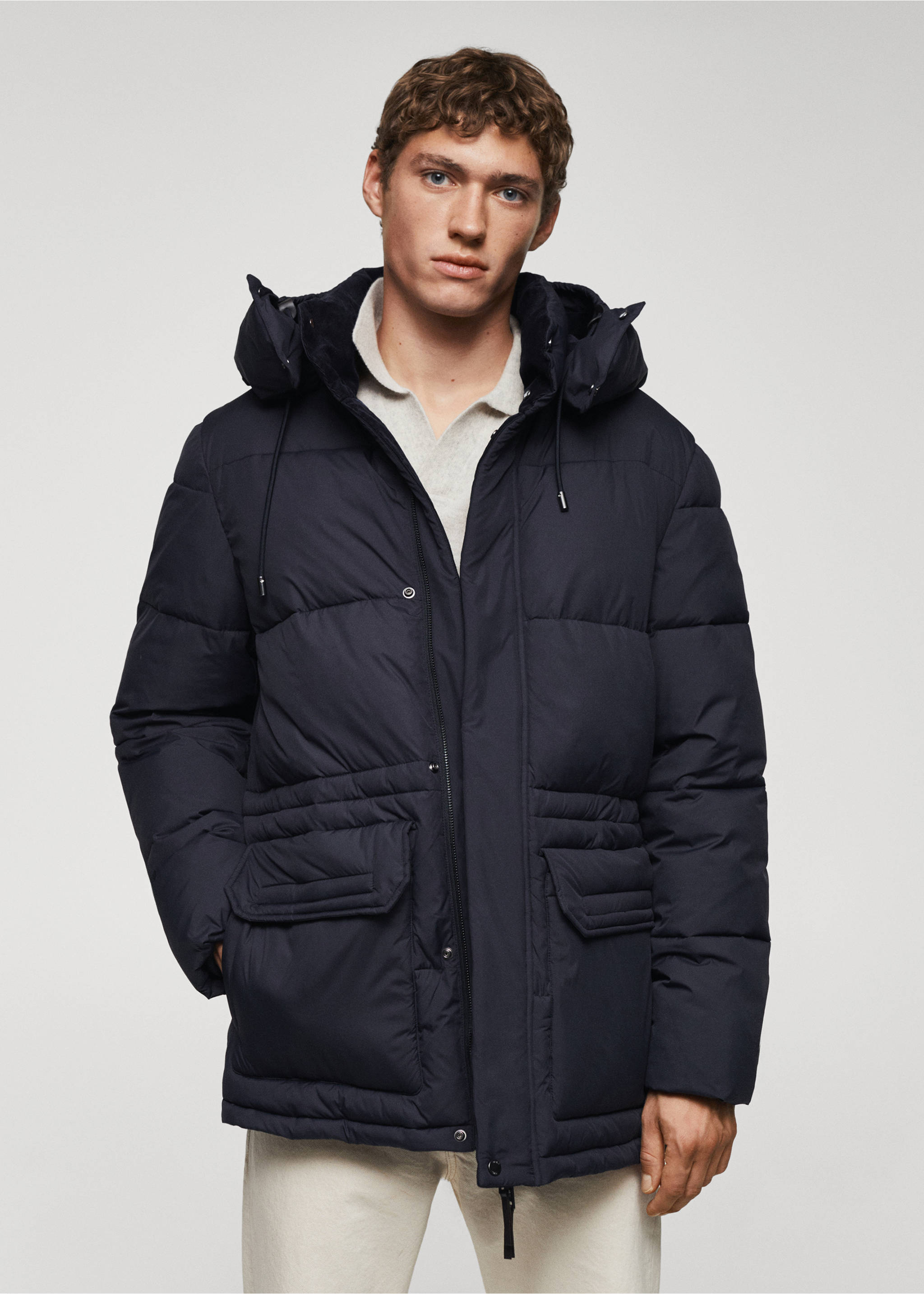 Water-repellent quilted parka - Medium plane, Ink Blue. Ref: 57067704-00.