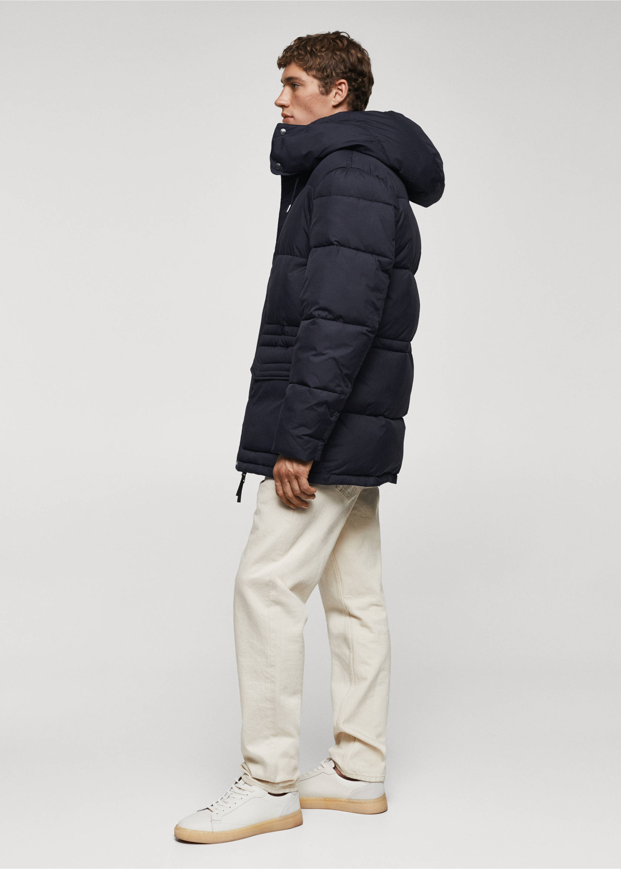 Water-repellent quilted parka - Details of the article 2, Ink Blue. Ref: 57067704-00.