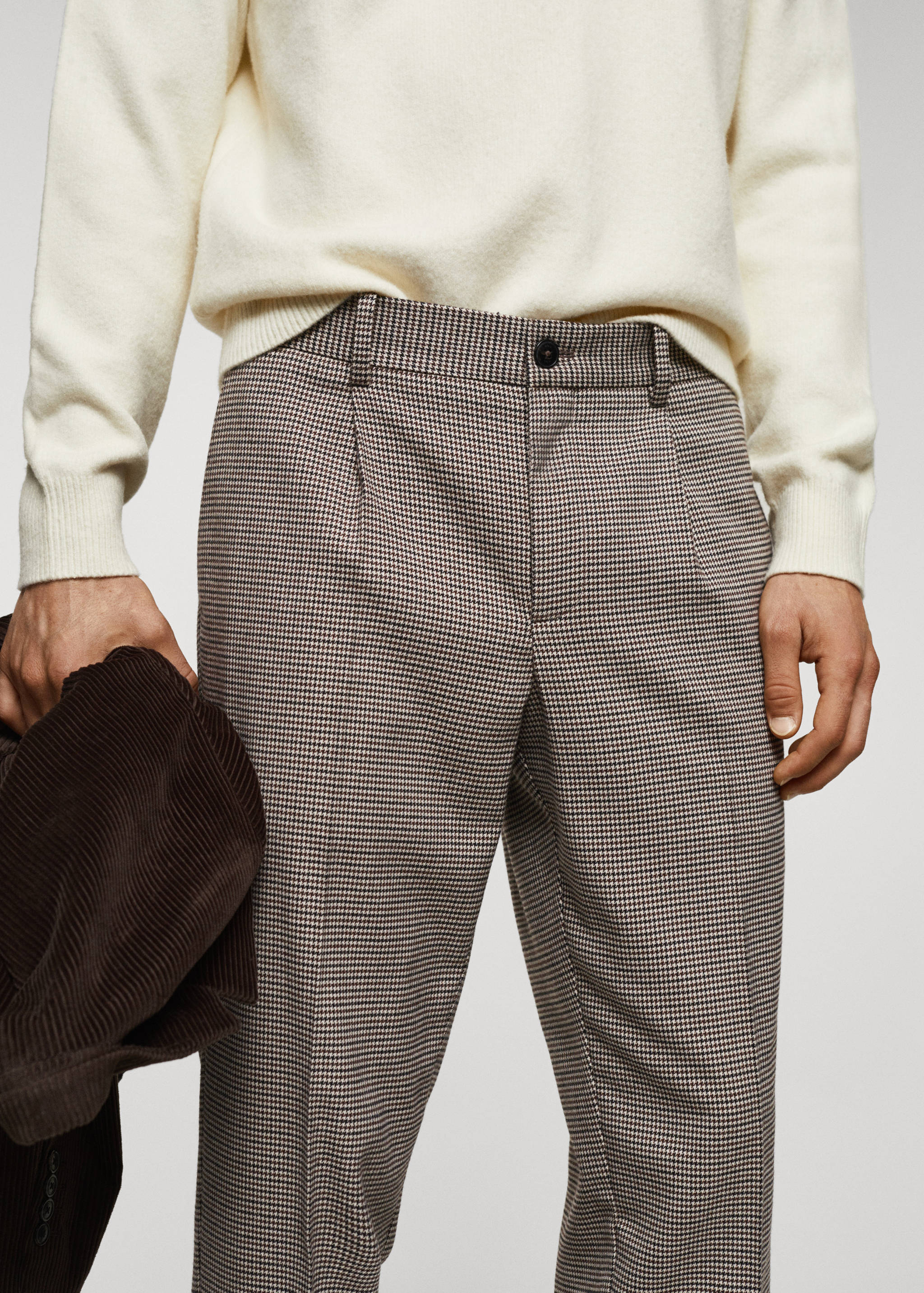 Micro-houndstooth wool-blend slim-fit pants - Details of the article 1