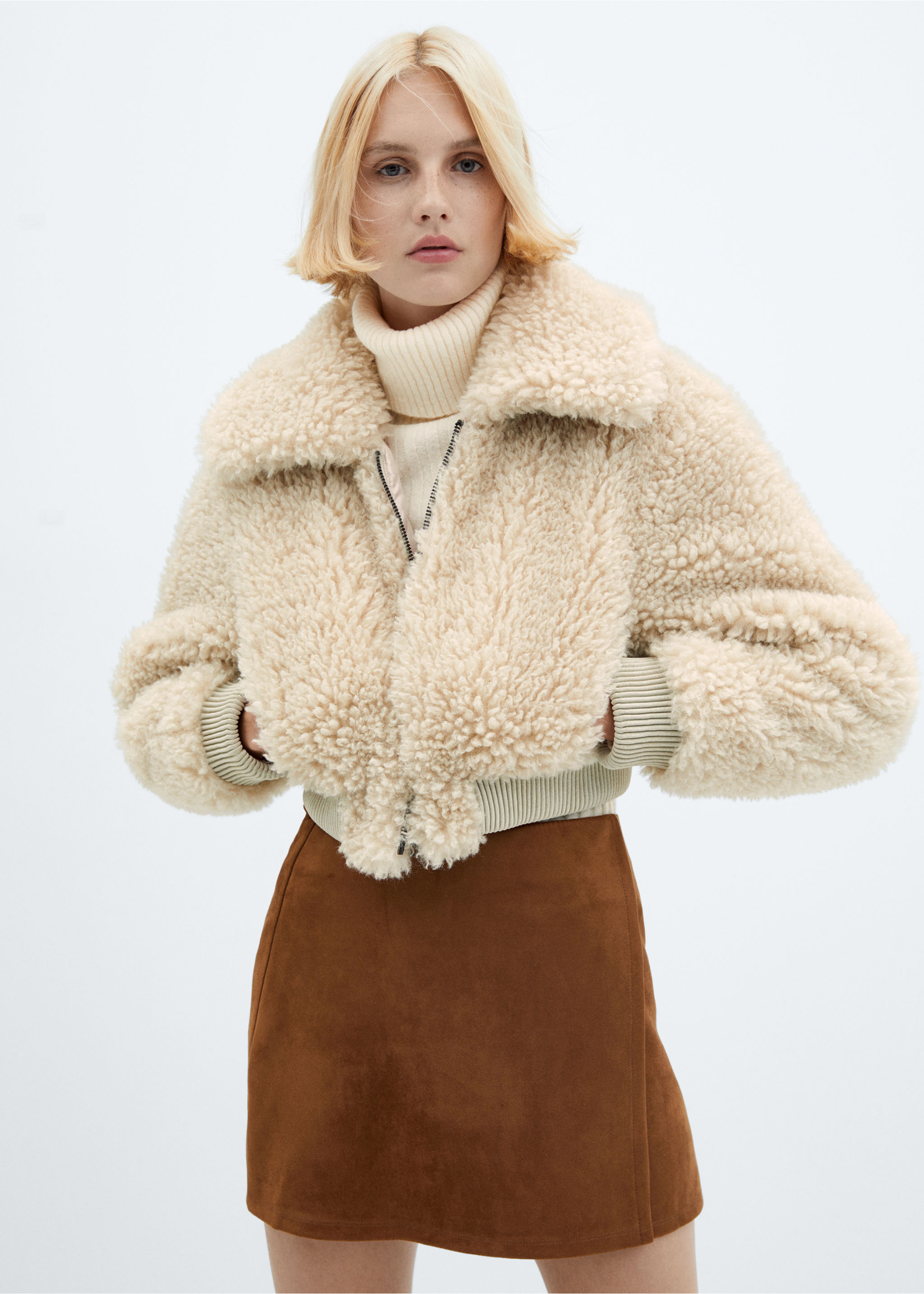 Fur-effect bomber jacket - Medium plane