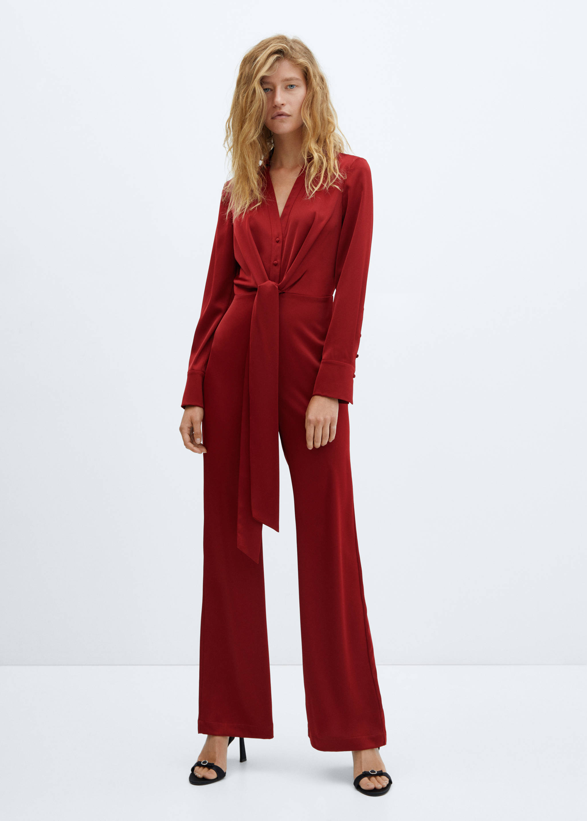 V-neck satin jumpsuit - General plane
