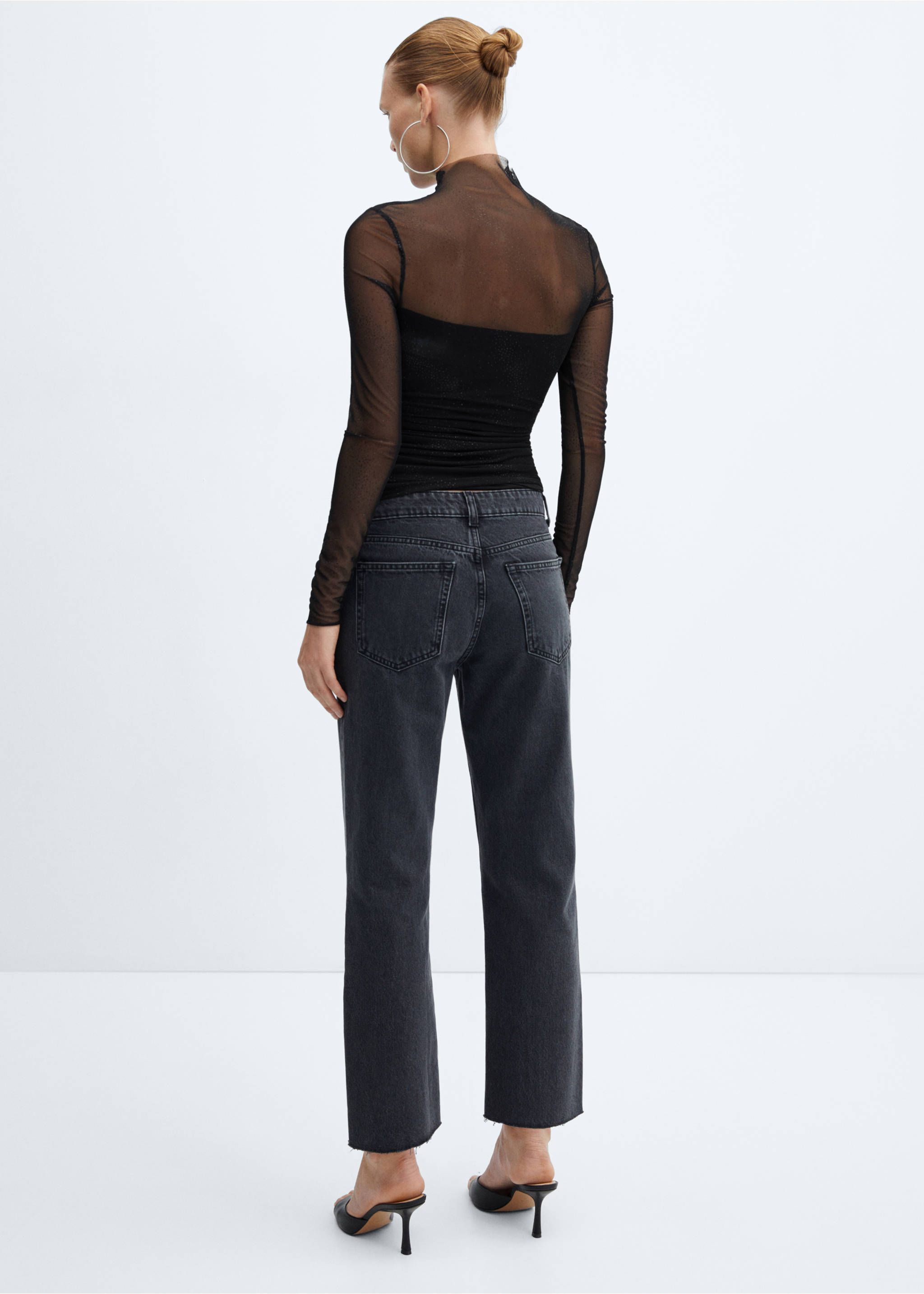 Sparkly mesh t-shirt - Reverse of the article, Black. Ref: 57067732-00.