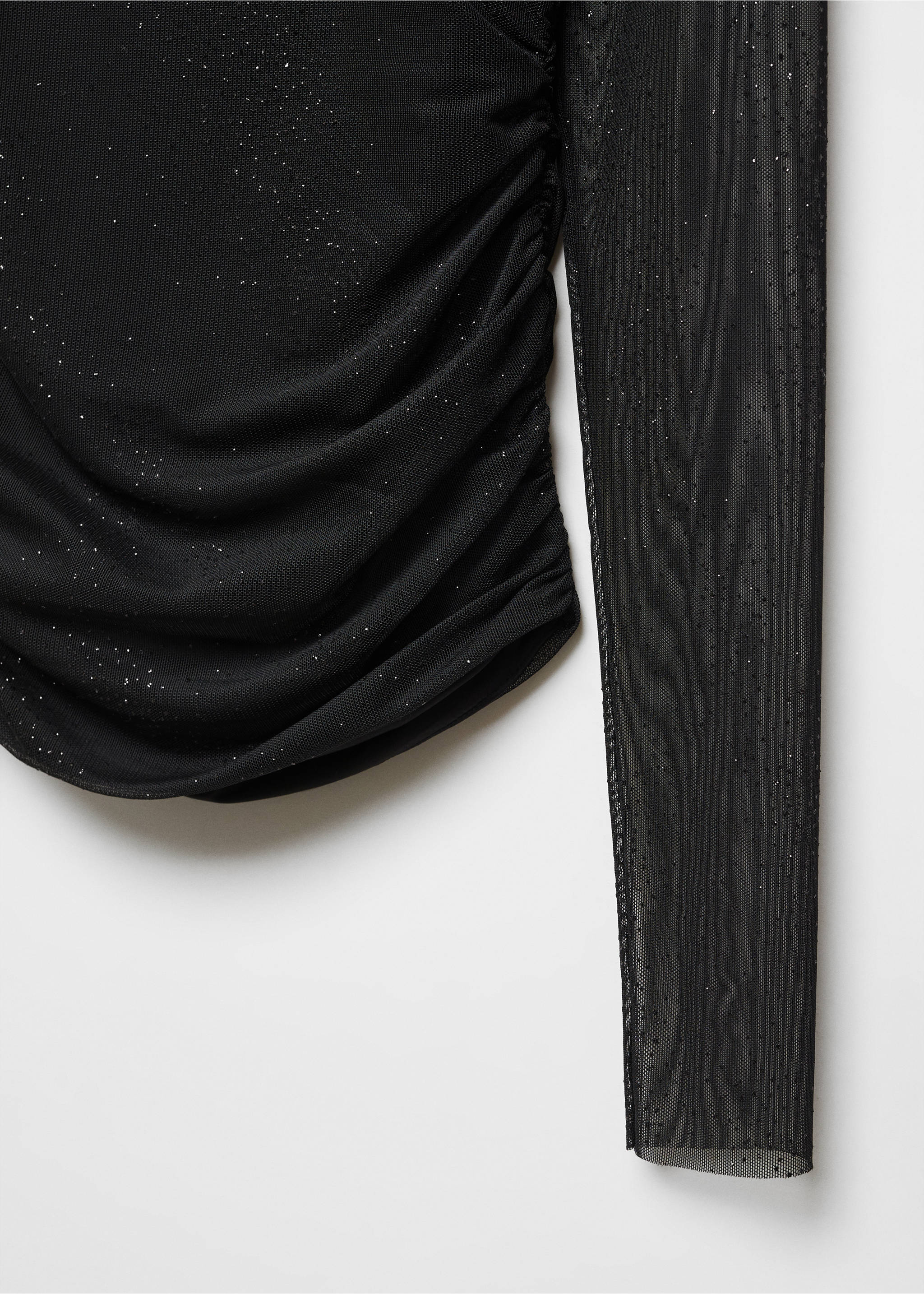 Sparkly mesh t-shirt - Details of the article 8, Black. Ref: 57067732-00.