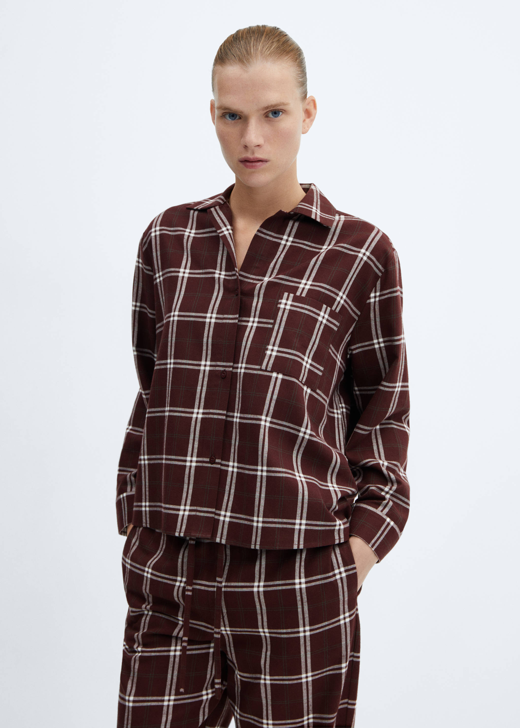 Check flannel pyjama shirt - Medium plane