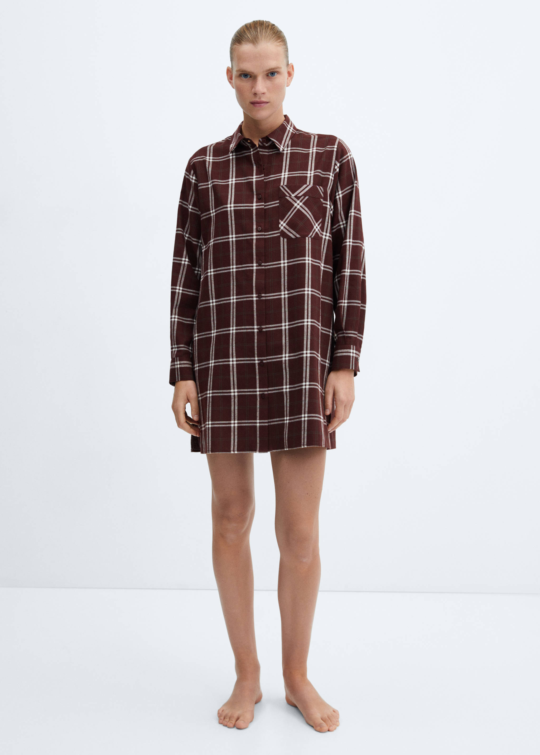 Check flannel lace nightgown - General plane