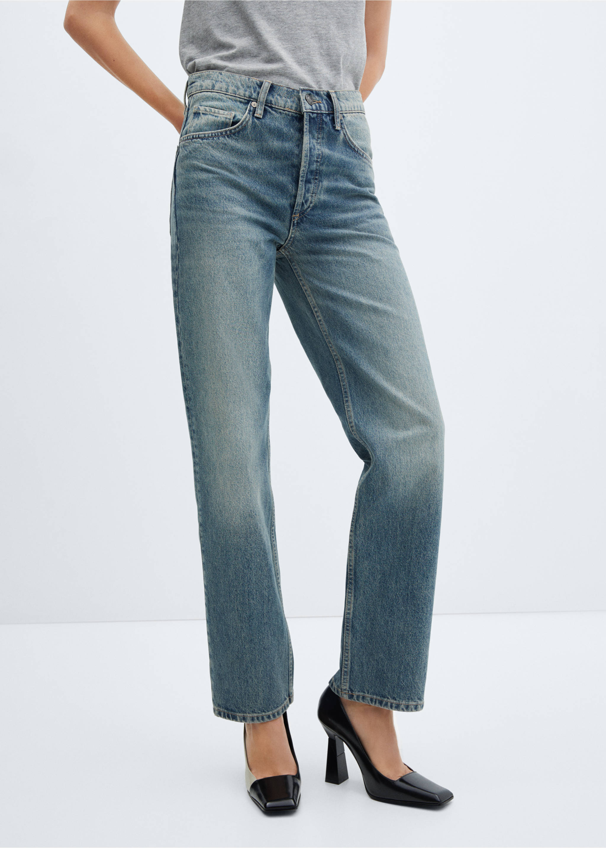 Mid-rise straight jeans - Medium plane, Medium Vintage Blue. Ref: 57067761-00.