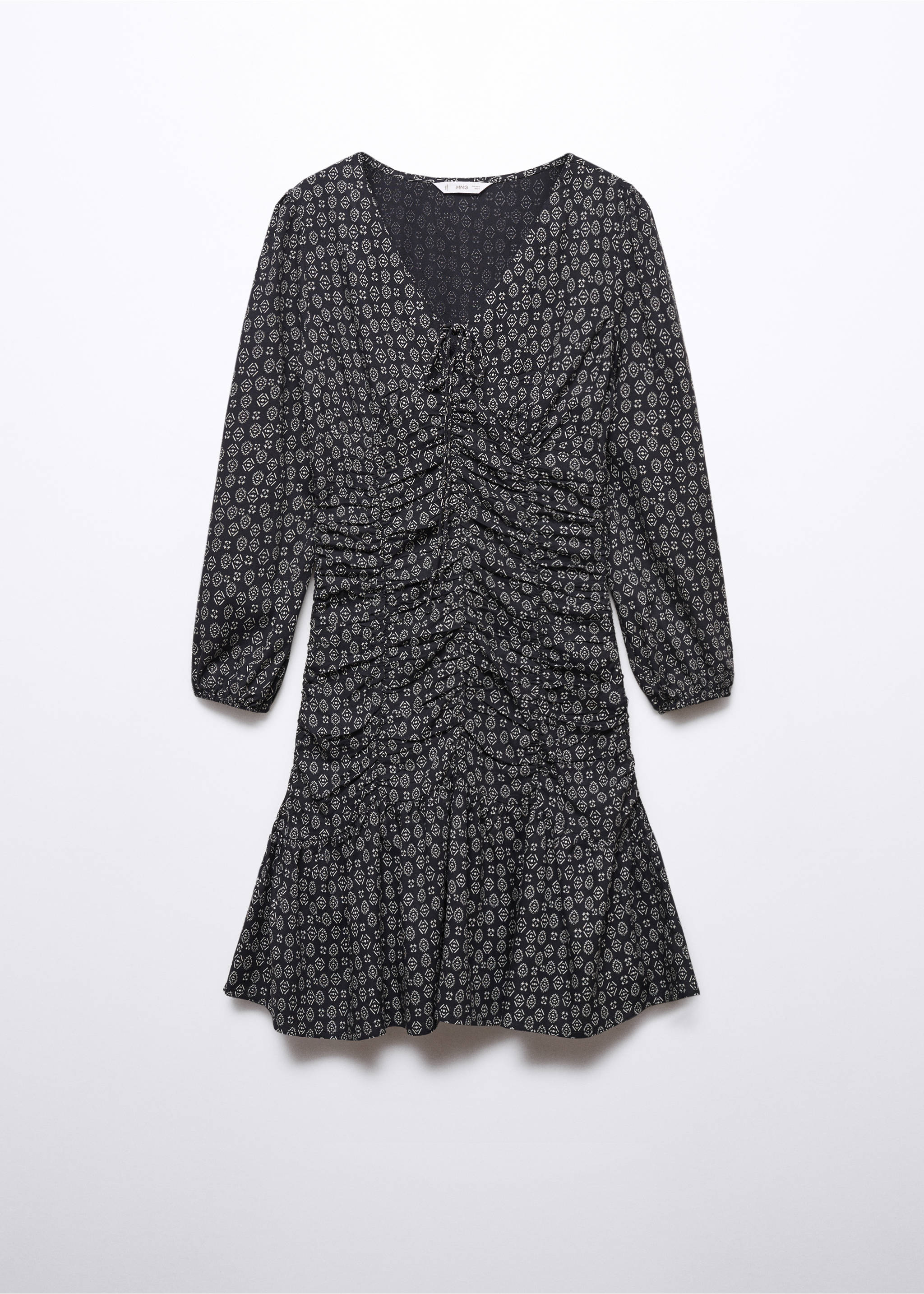 Ruffled printed dress - Article without model, Black. Ref: 57067899-00.