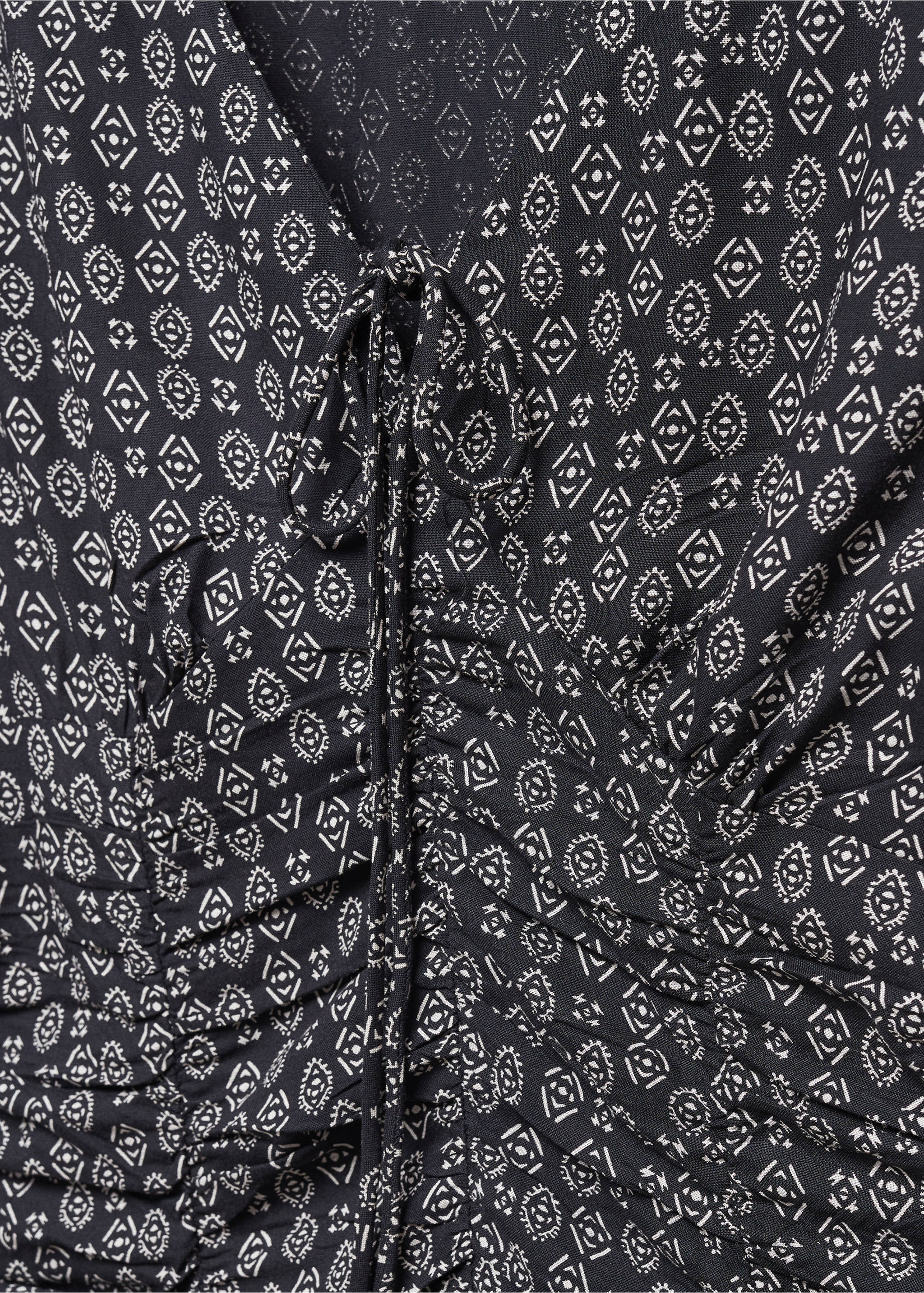 Ruffled printed dress - Details of the article 8, Black. Ref: 57067899-00.