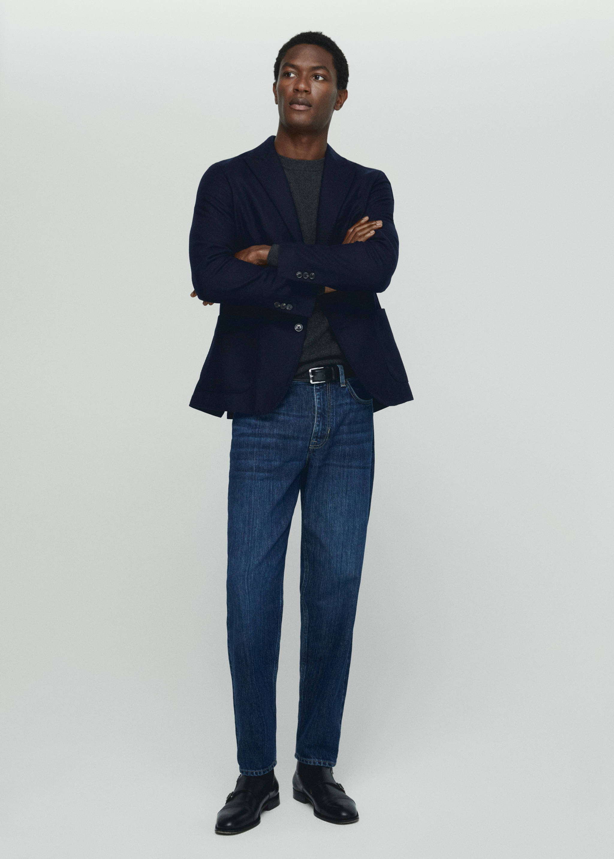 Virgin wool blazer with stitching - General plane