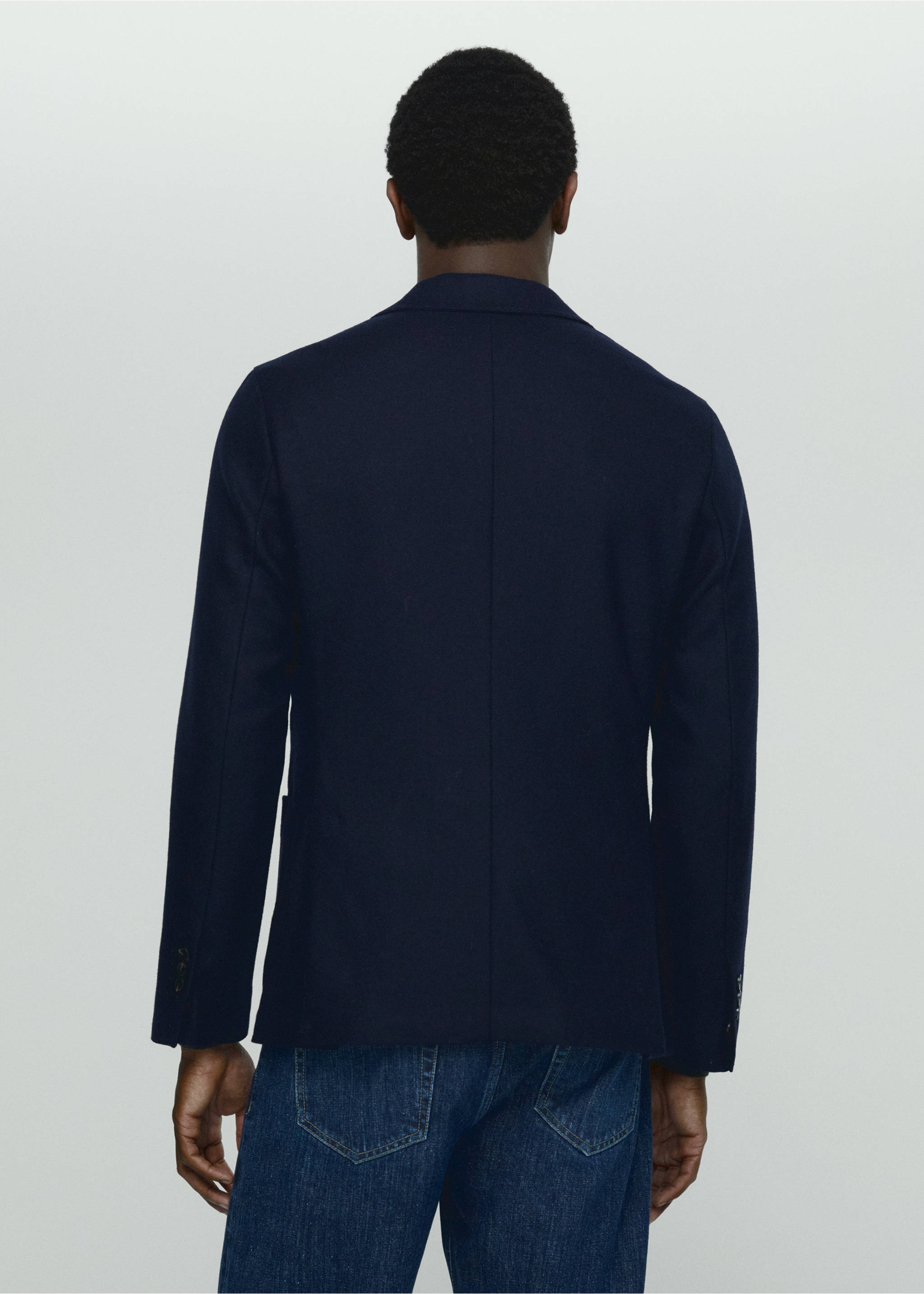 Virgin wool blazer with stitching - Reverse of the article, Navy. Ref: 57068633-00.