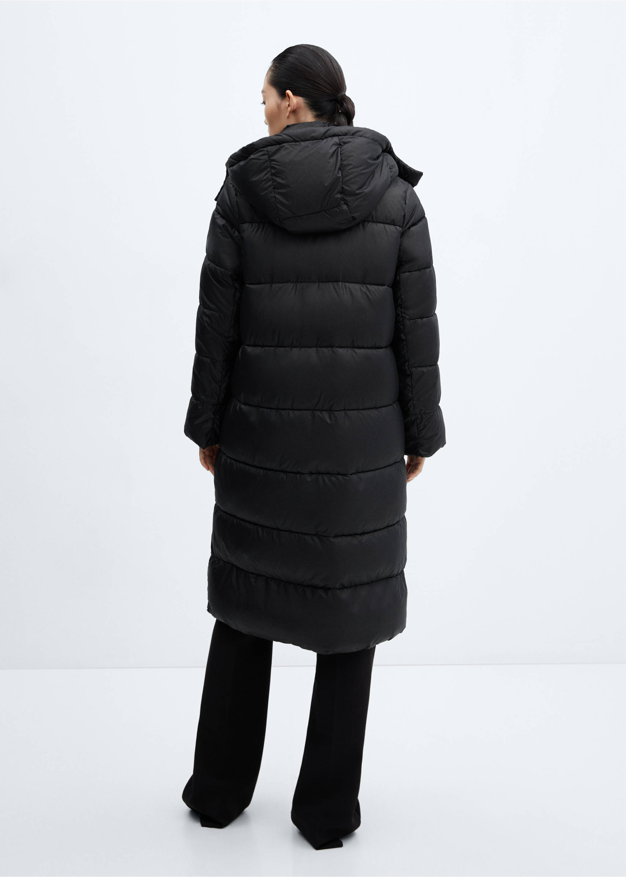 Water-repellent hood puffer coat - Reverse of the article, Black. Ref: 57069079-00.