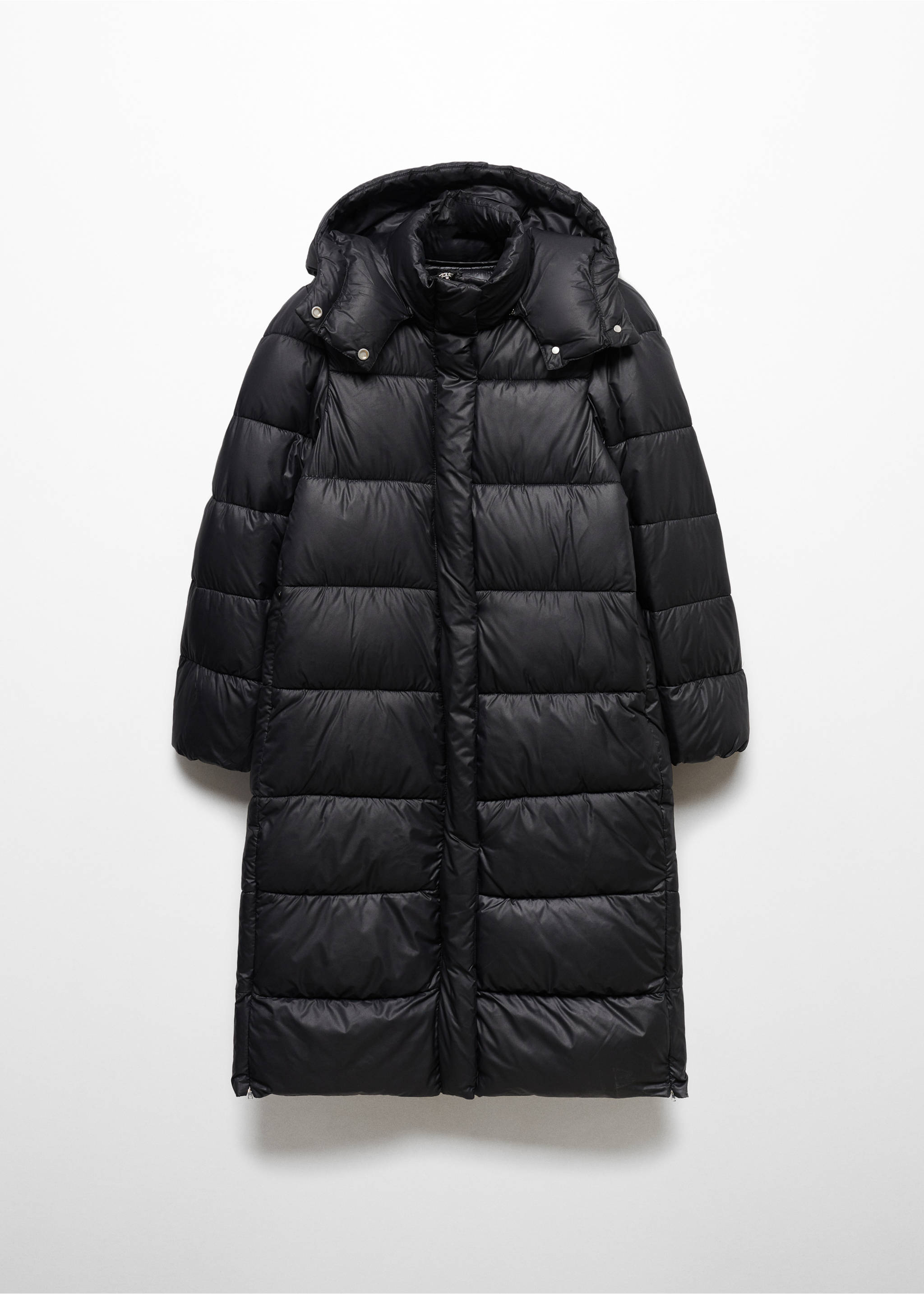 Water-repellent hood puffer coat - Article without model, Black. Ref: 57069079-00.