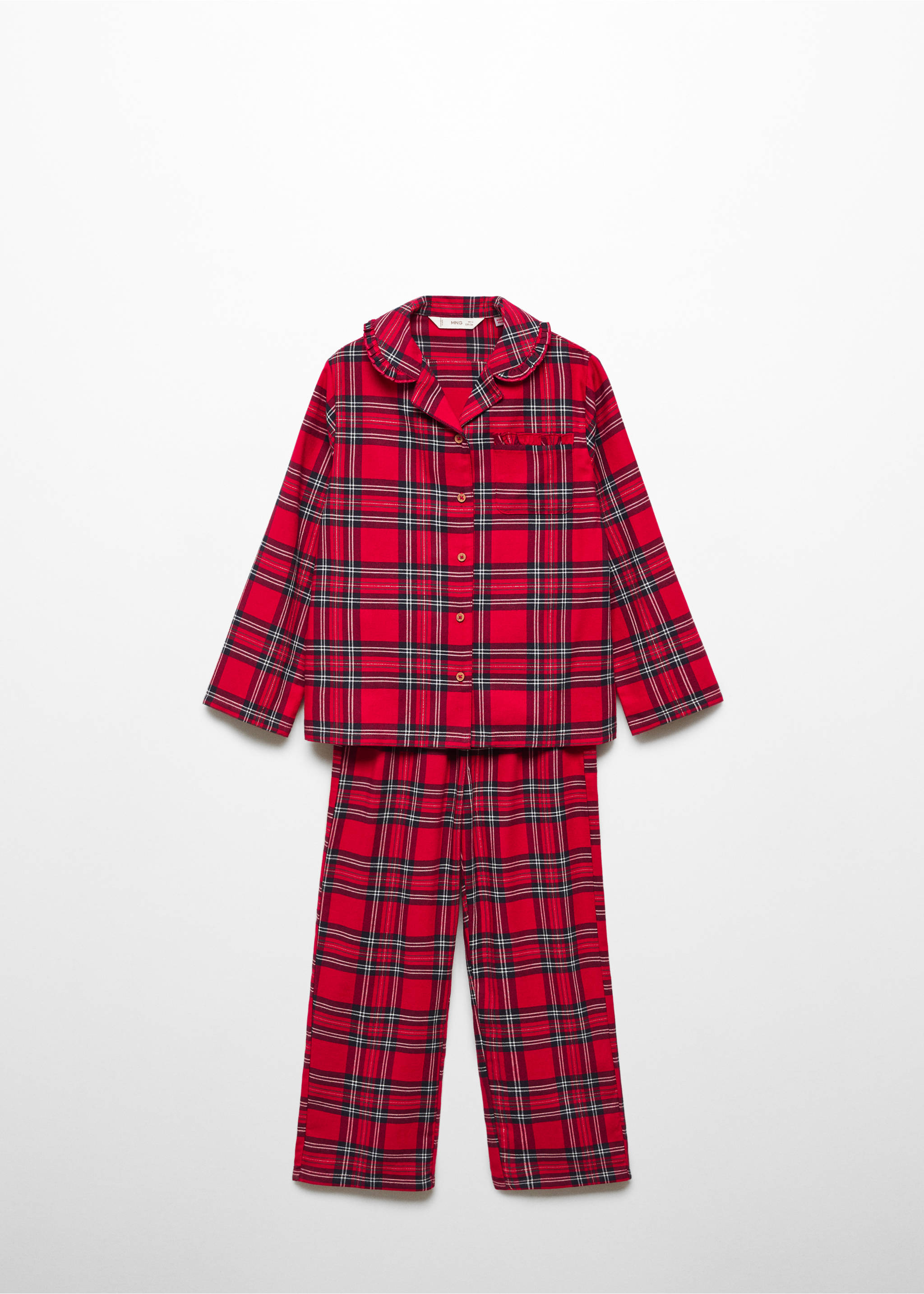 Pyjama long deux pièces carreaux - Article sans modèle, Rouge. Ref: 57069087-00.