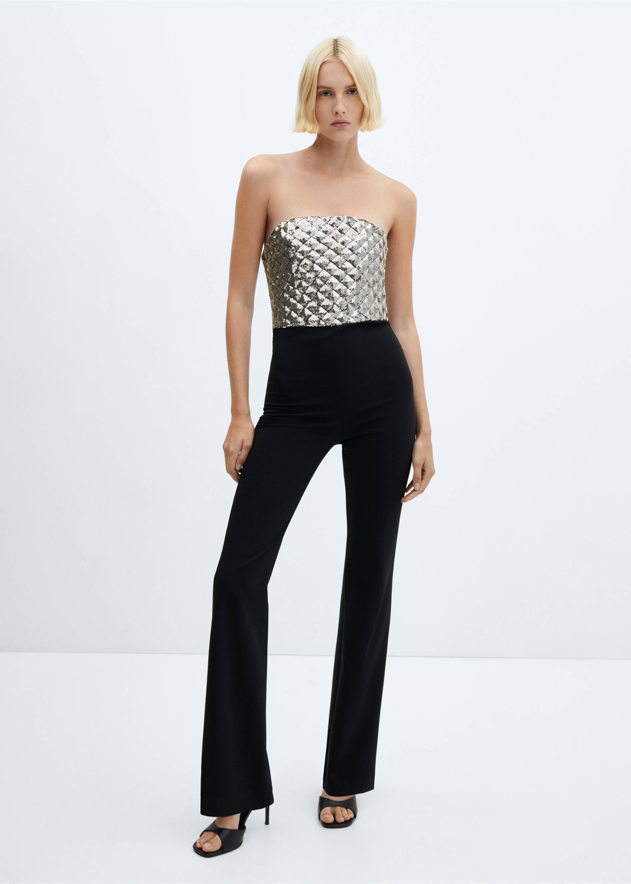 Sequined strapless jumpsuit - General plane, Black. Ref: 57069095-00.
