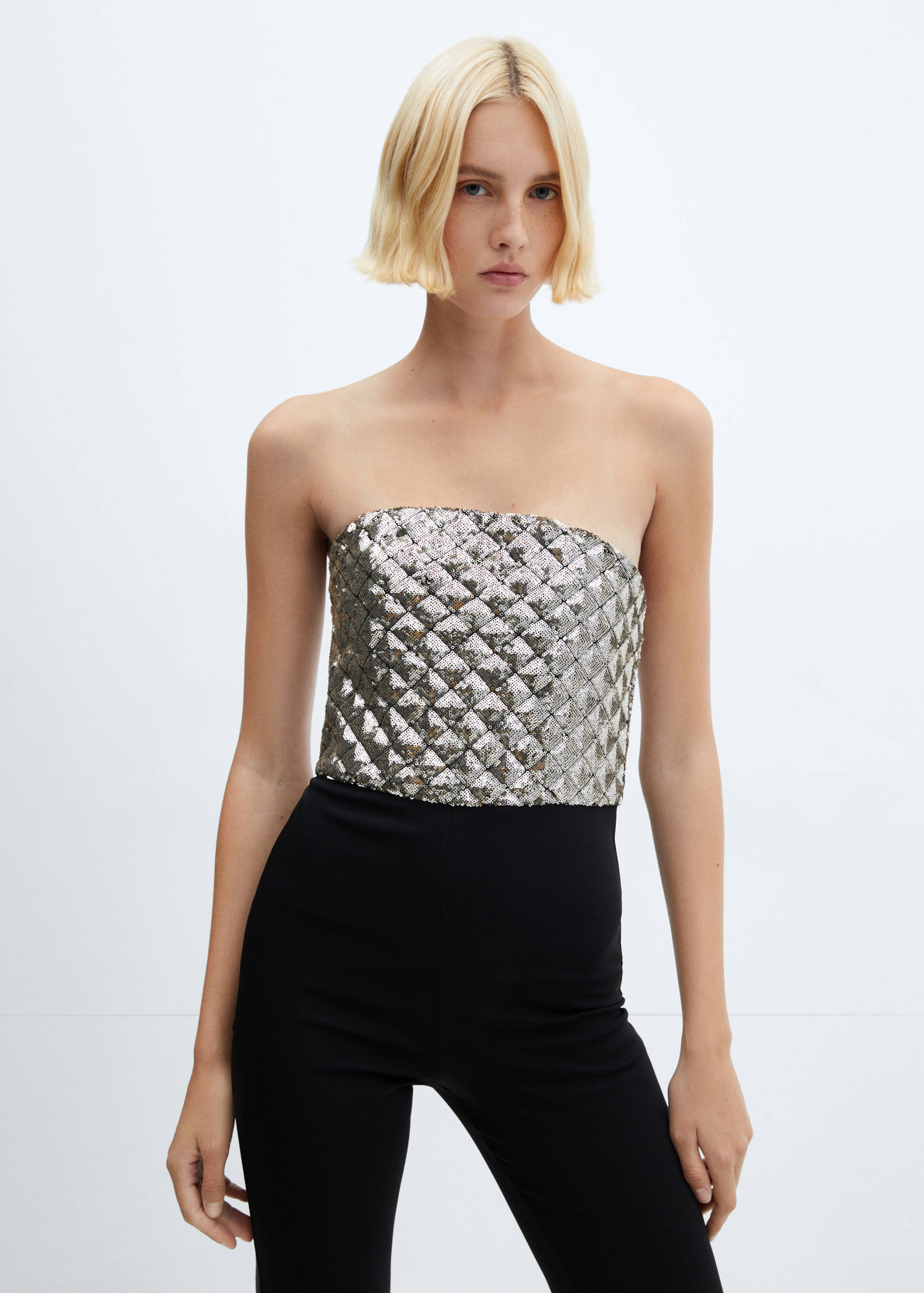 Sequined strapless jumpsuit - Medium plane