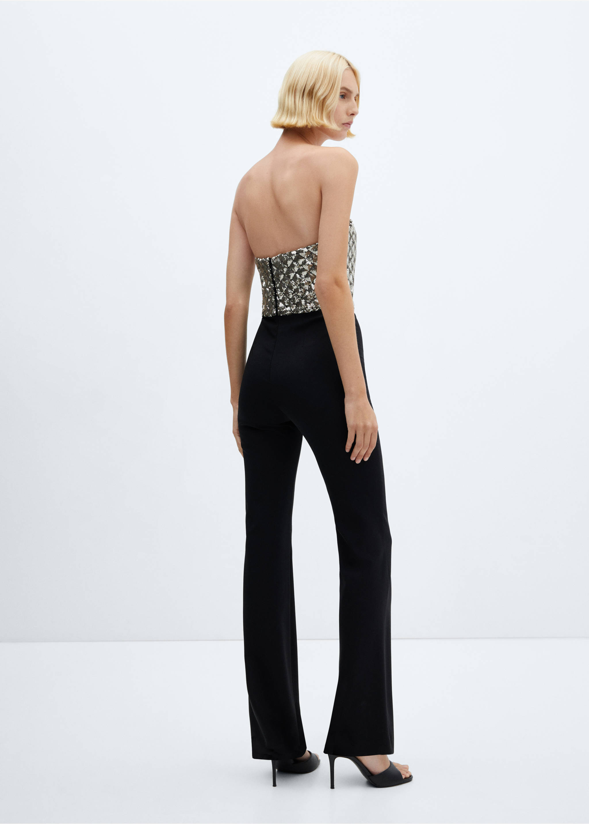 Sequined strapless jumpsuit - Reverse of the article, Black. Ref: 57069095-00.