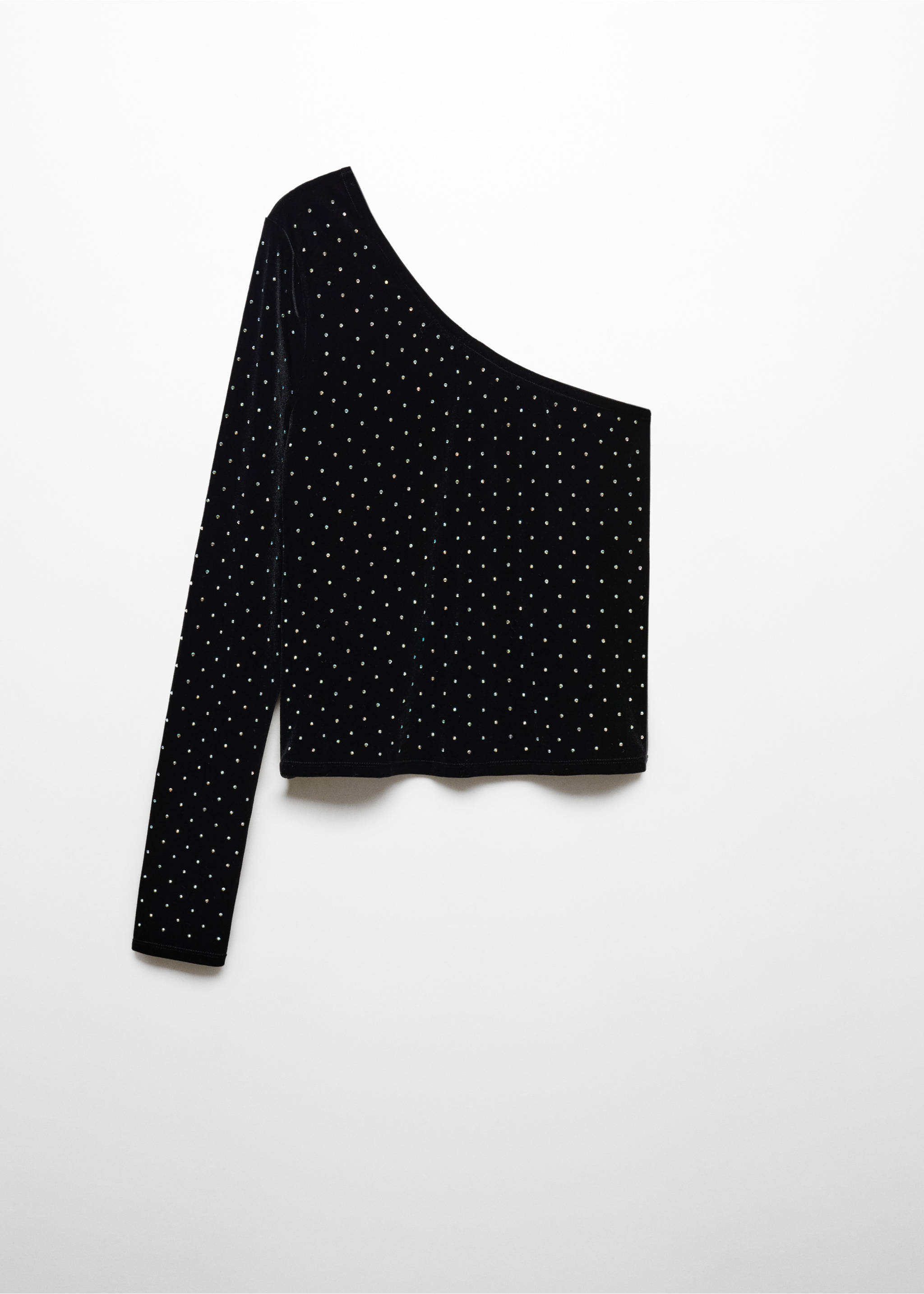Strass velvet top - Article without model, Black. Ref: 57069098-00.
