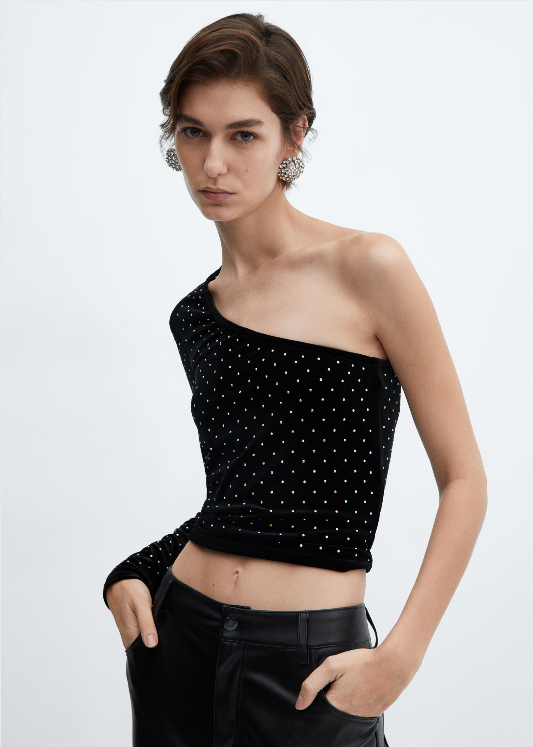 Top terciopelo strass - Plano medio