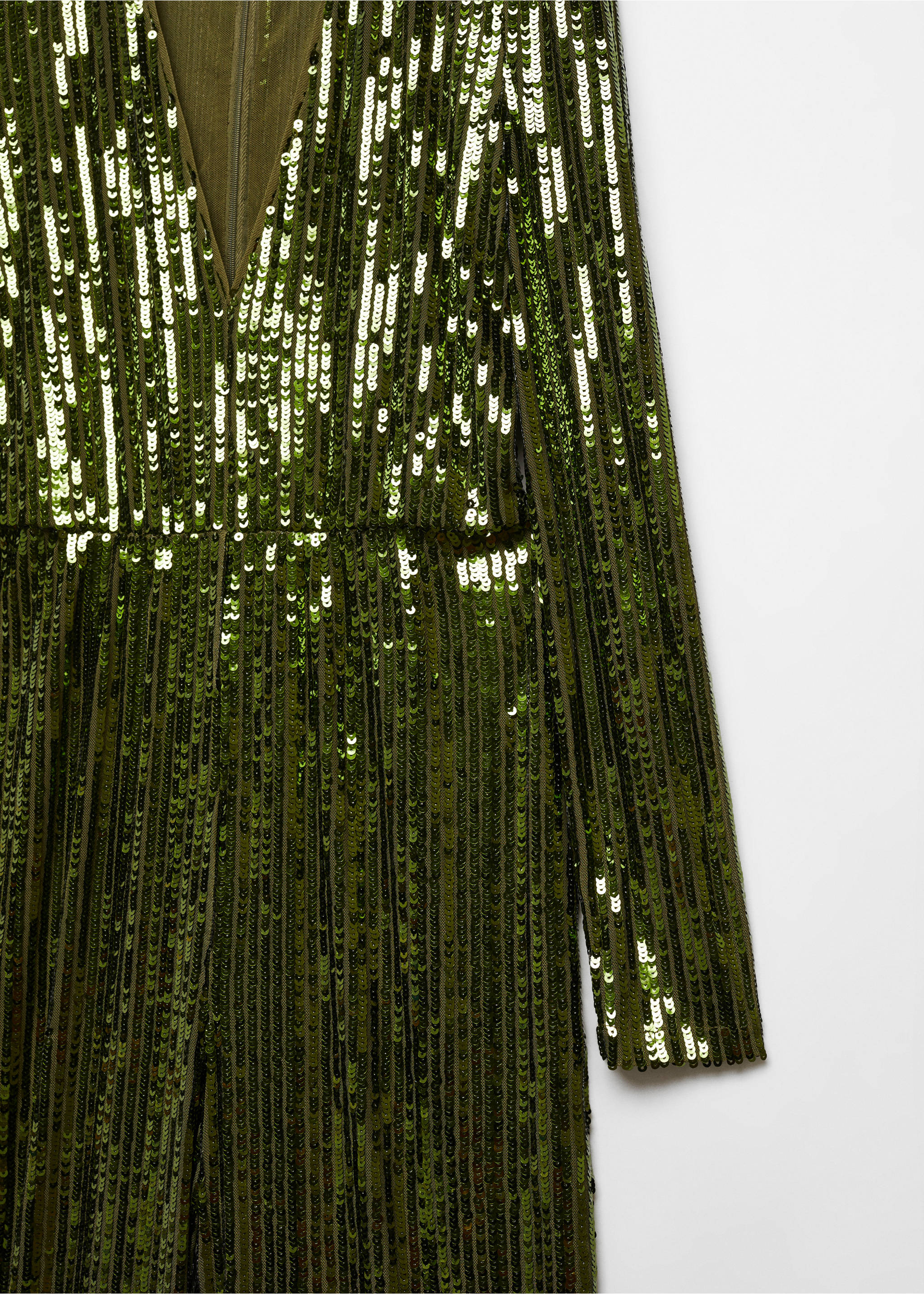 Sequins long jumpsuit - Details of the article 8, Green. Ref: 57069099-00.