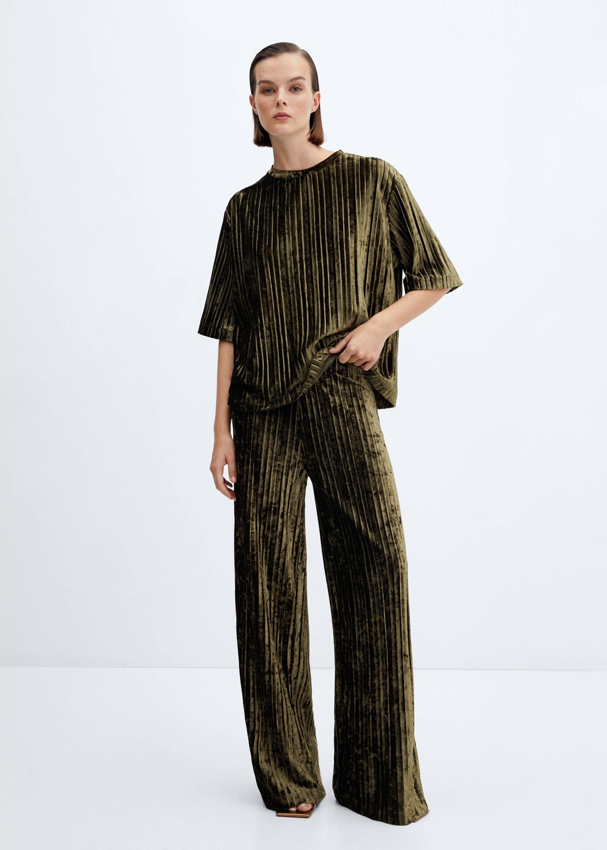 Pleated velvet pants - General plane