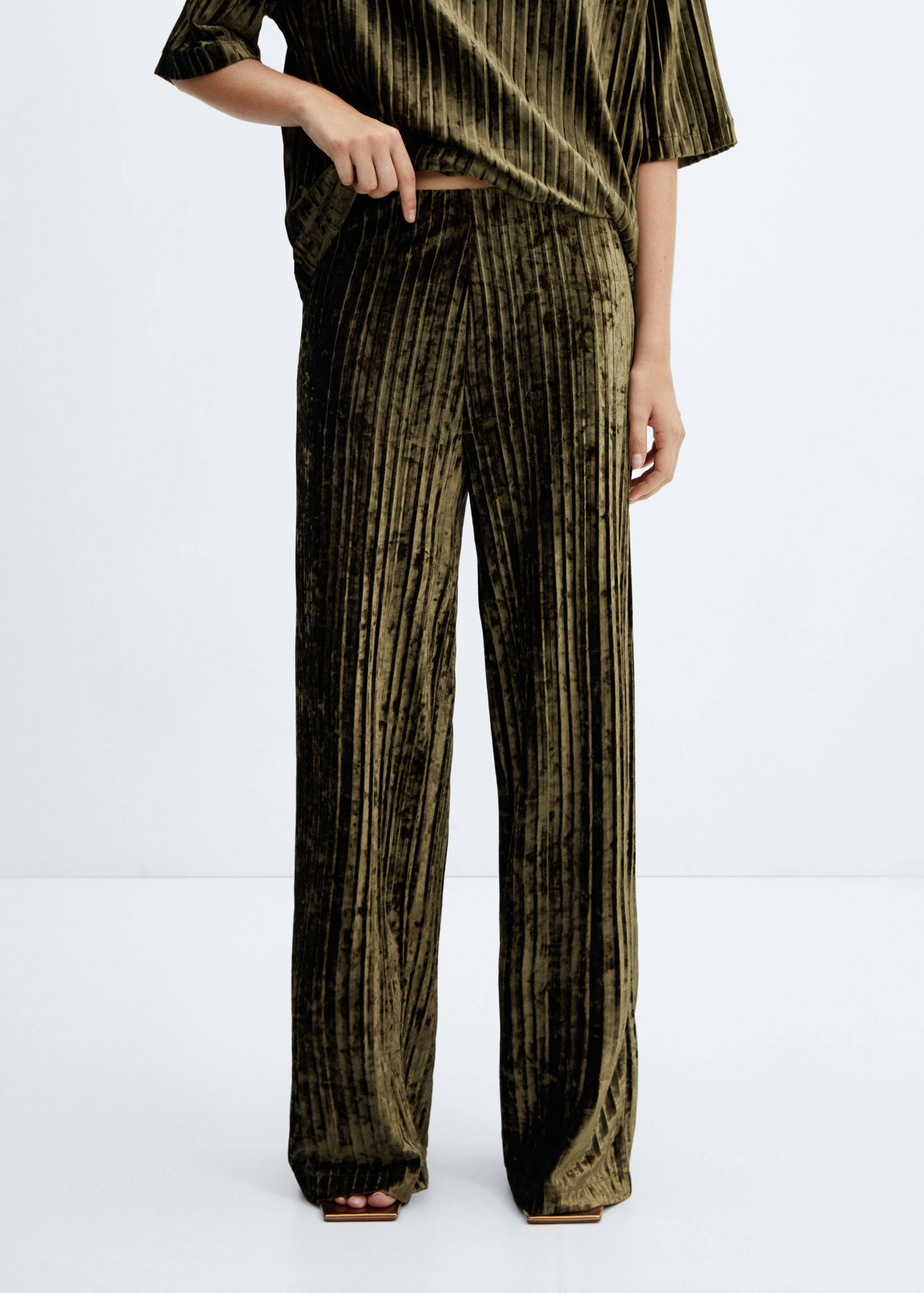 Pleated velvet pants - Medium plane
