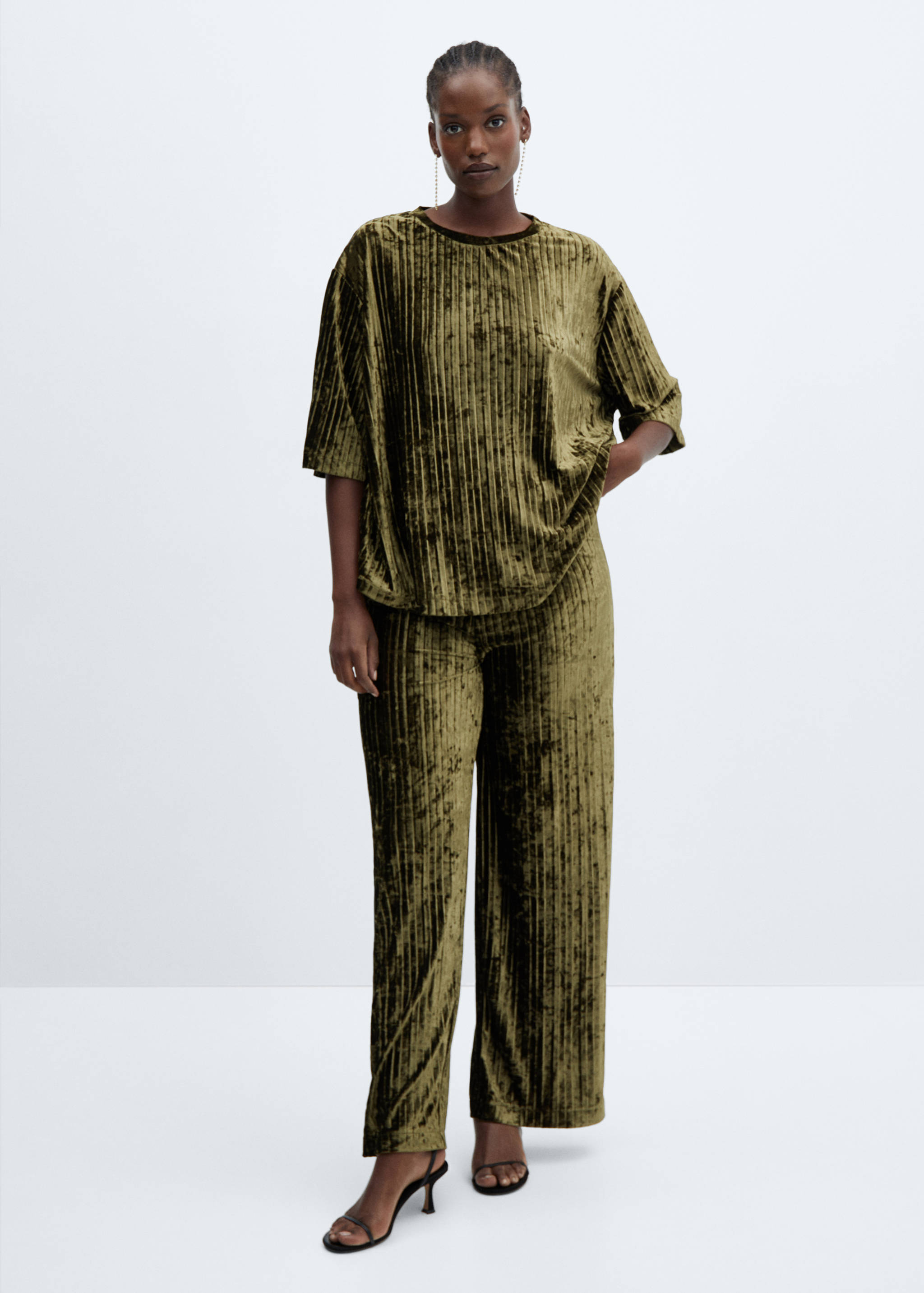 Pleated velvet pants - Details of the article 3