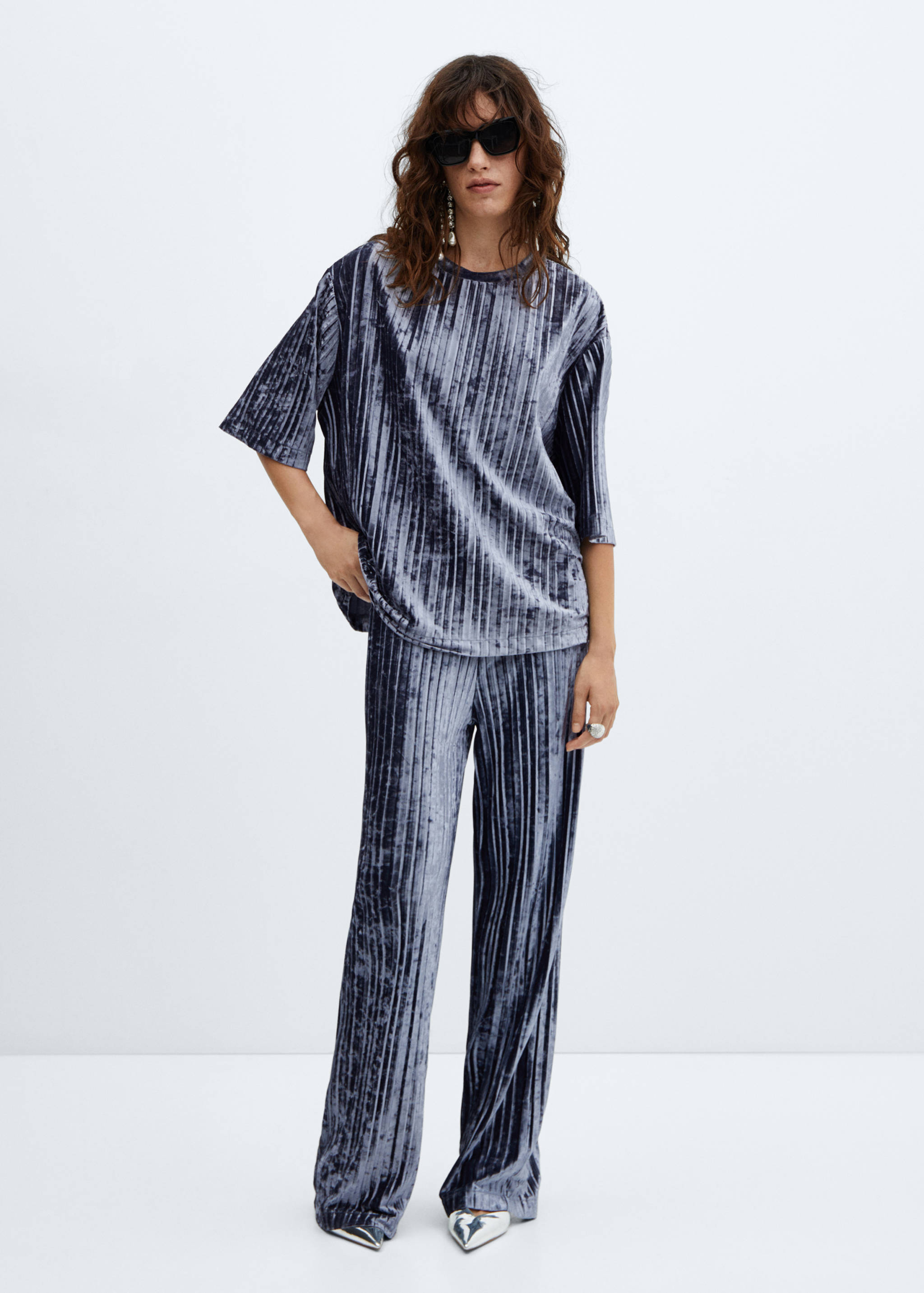 Pleated velvet pants - General plane