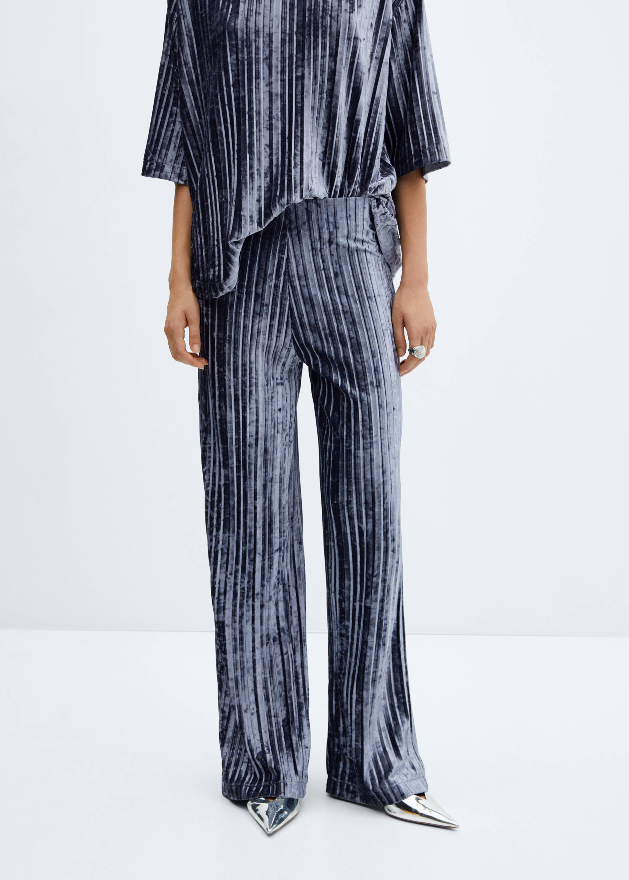 Pleated velvet pants - Medium plane