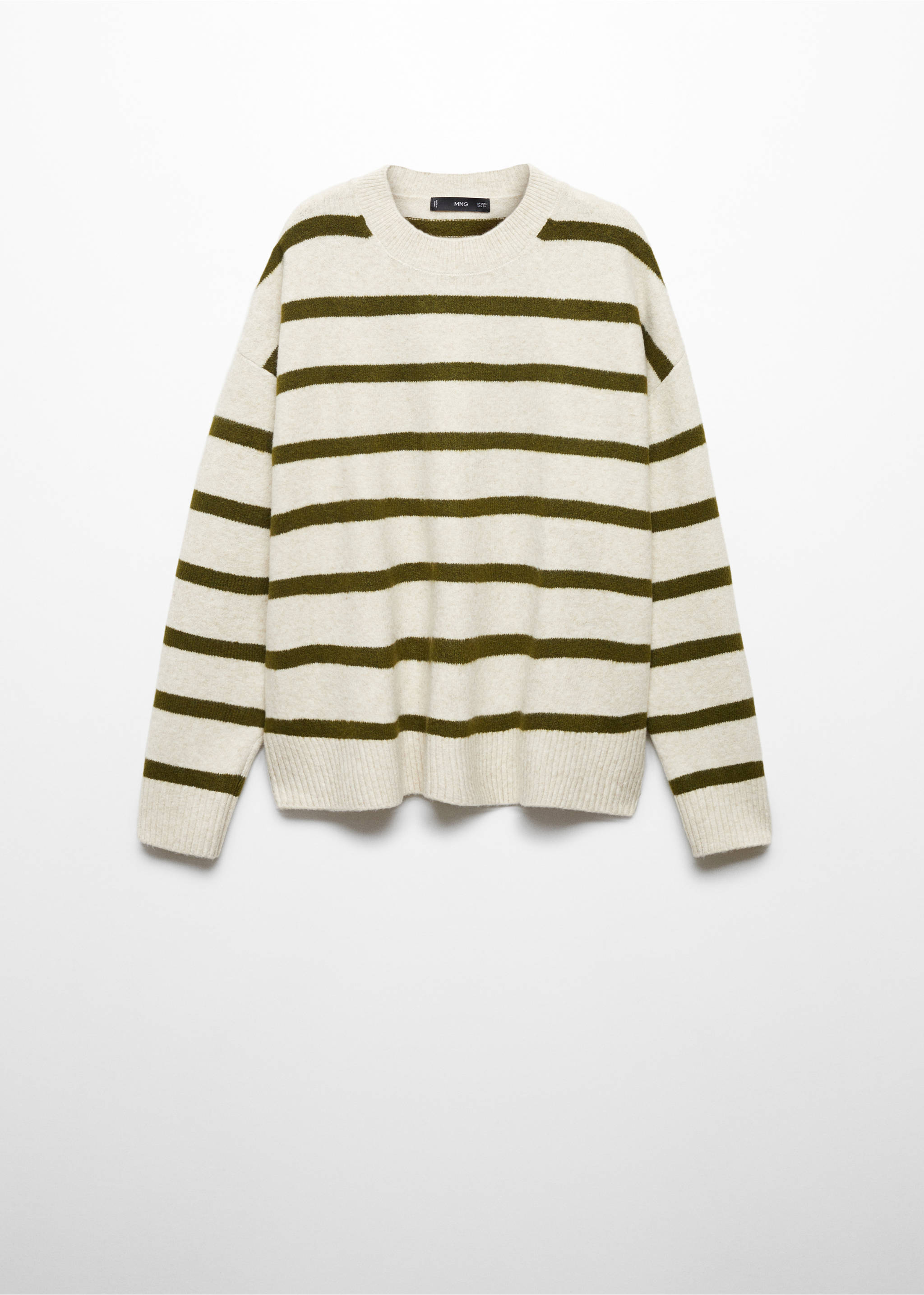 Round-neck striped sweater - Article without model, Khaki. Ref: 57069101-00.